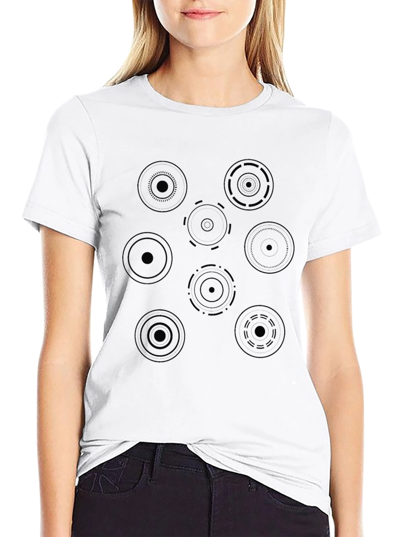 Abstract Circle Pattern Tee - Mens Black T-Shirt