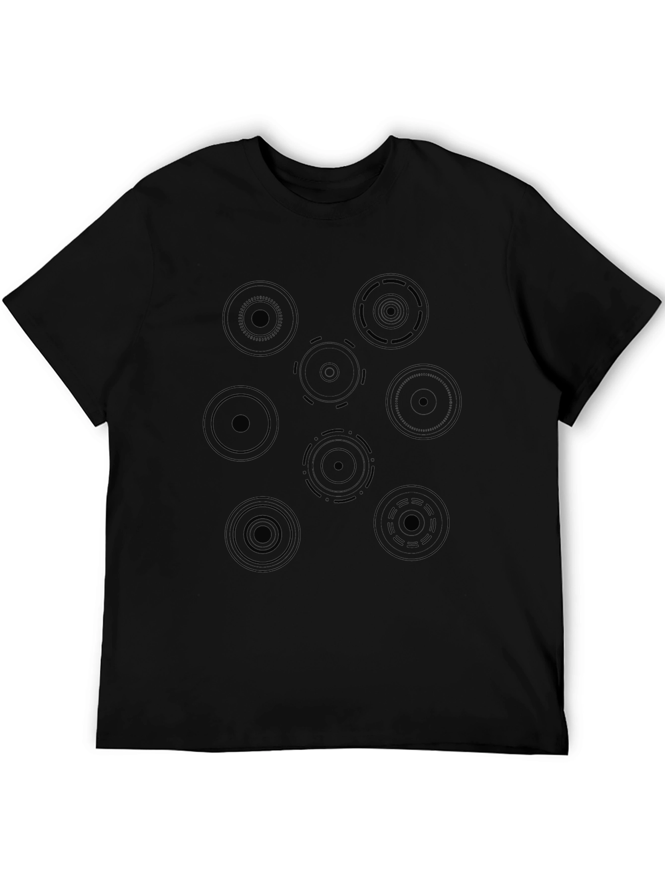 Abstract Circle Pattern Tee - Mens Black T-Shirt