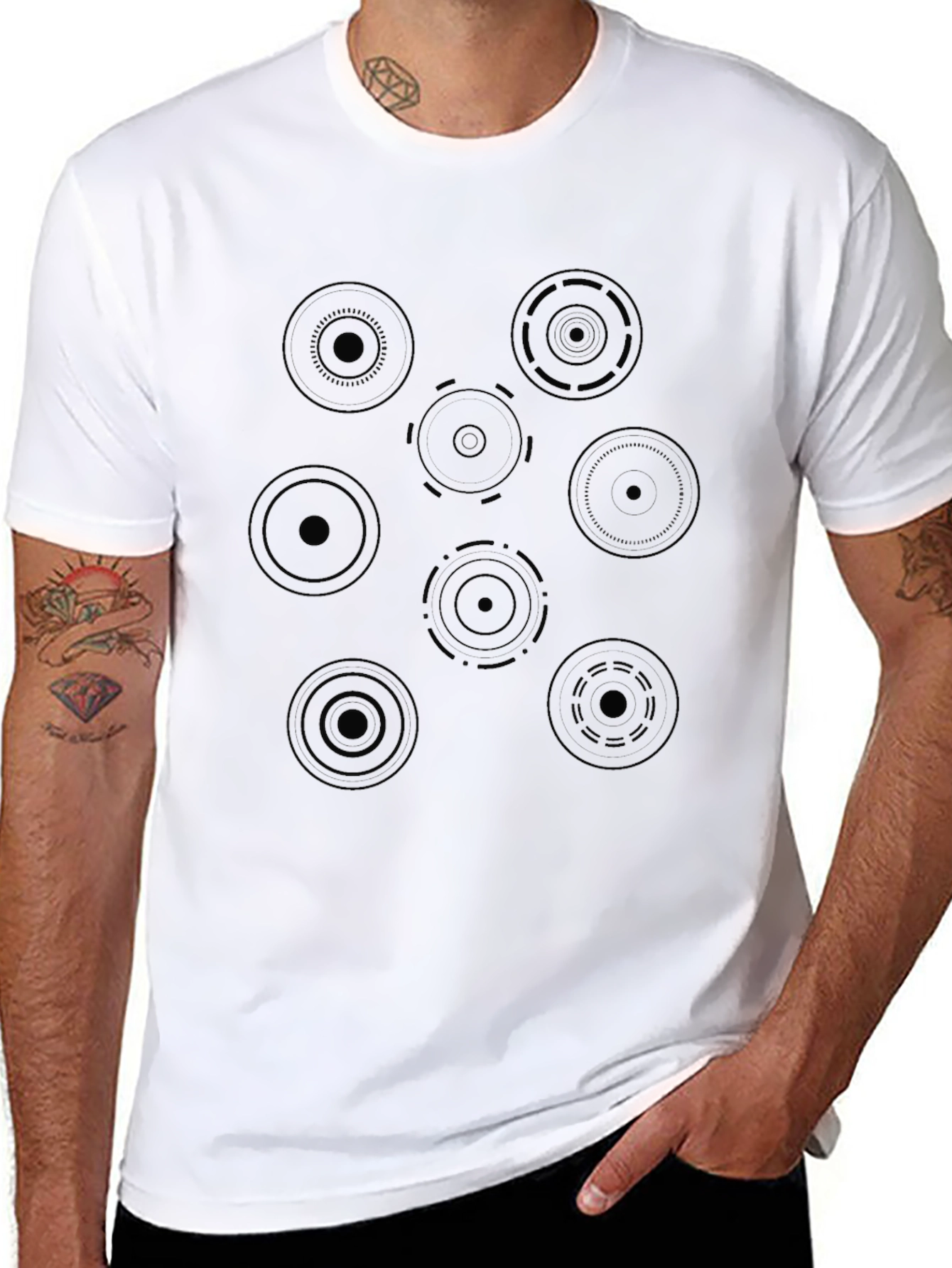 Abstract Circle Pattern Tee - Mens Black T-Shirt