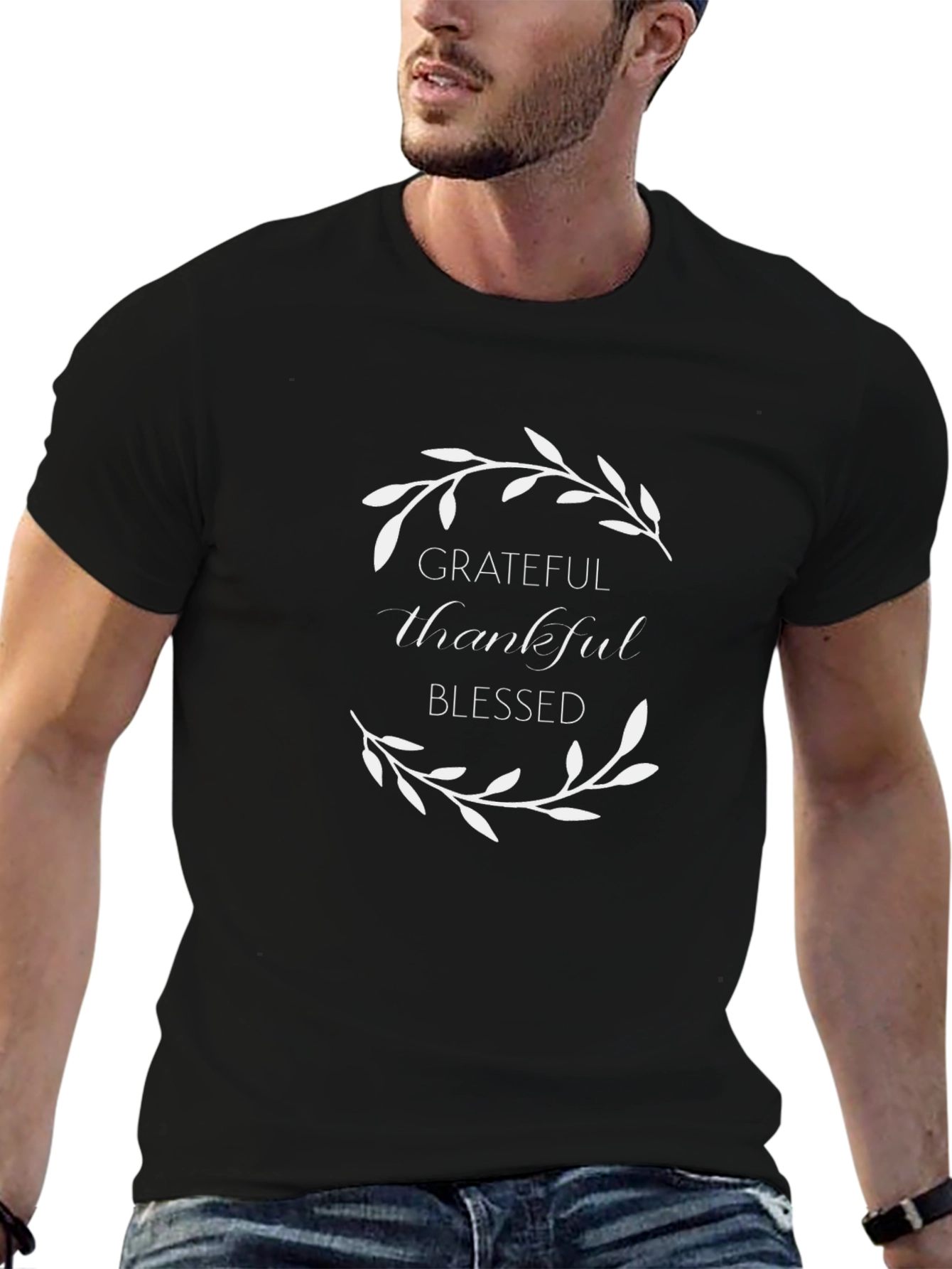 Grateful Thankful Blessed Black T-Shirt