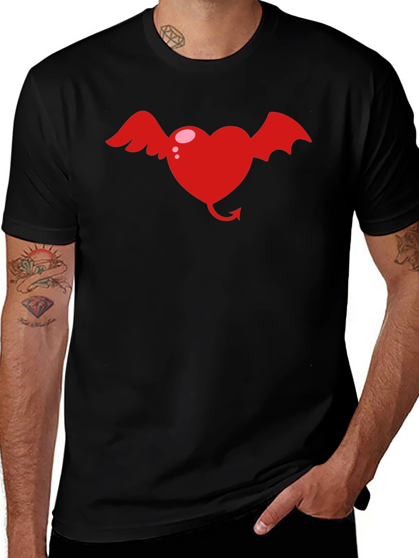 Heart with Wings Graphic Tee - Black