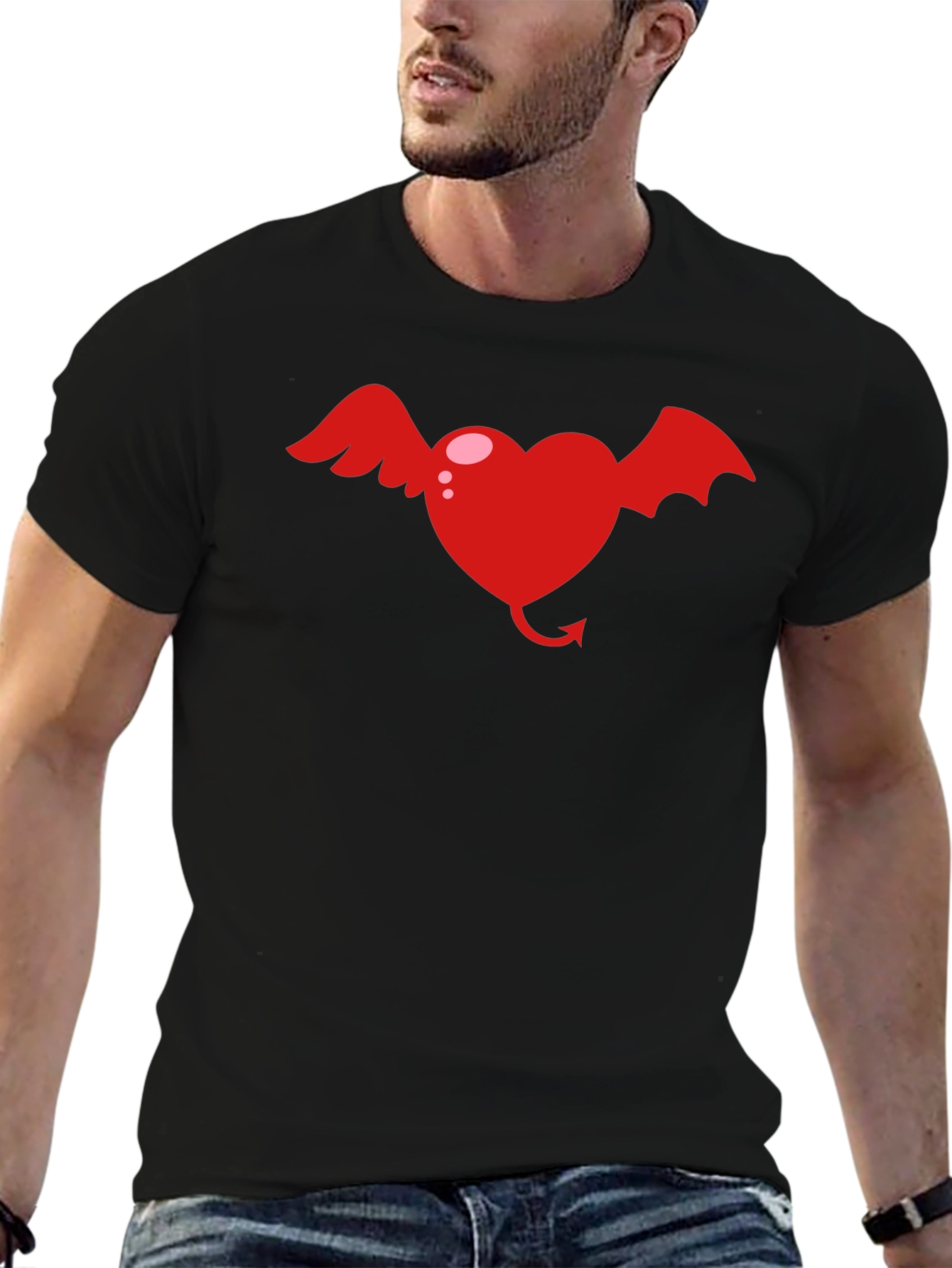 Heart with Wings Graphic Tee - Black