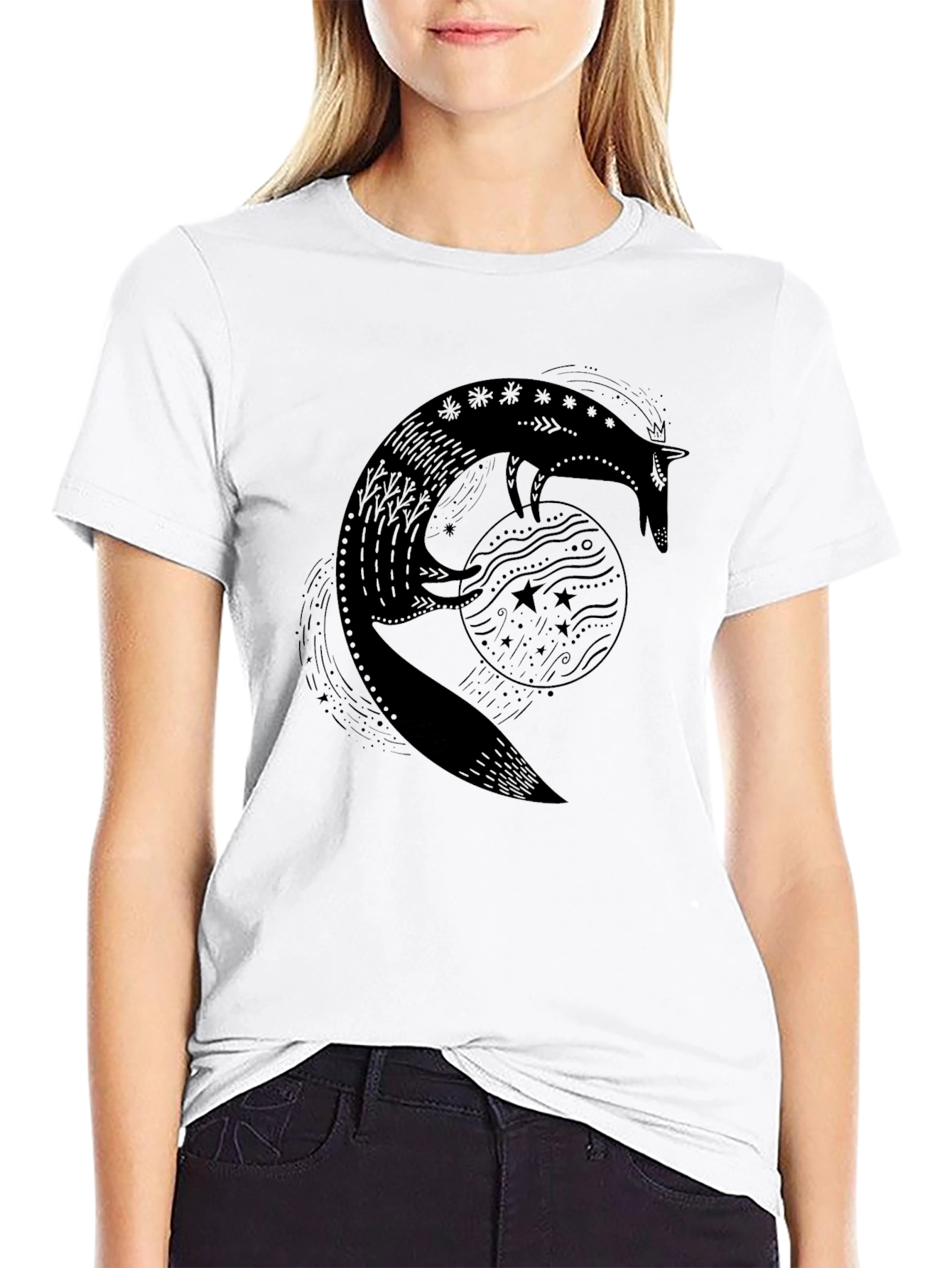 Black Fox & Moon Graphic Tee