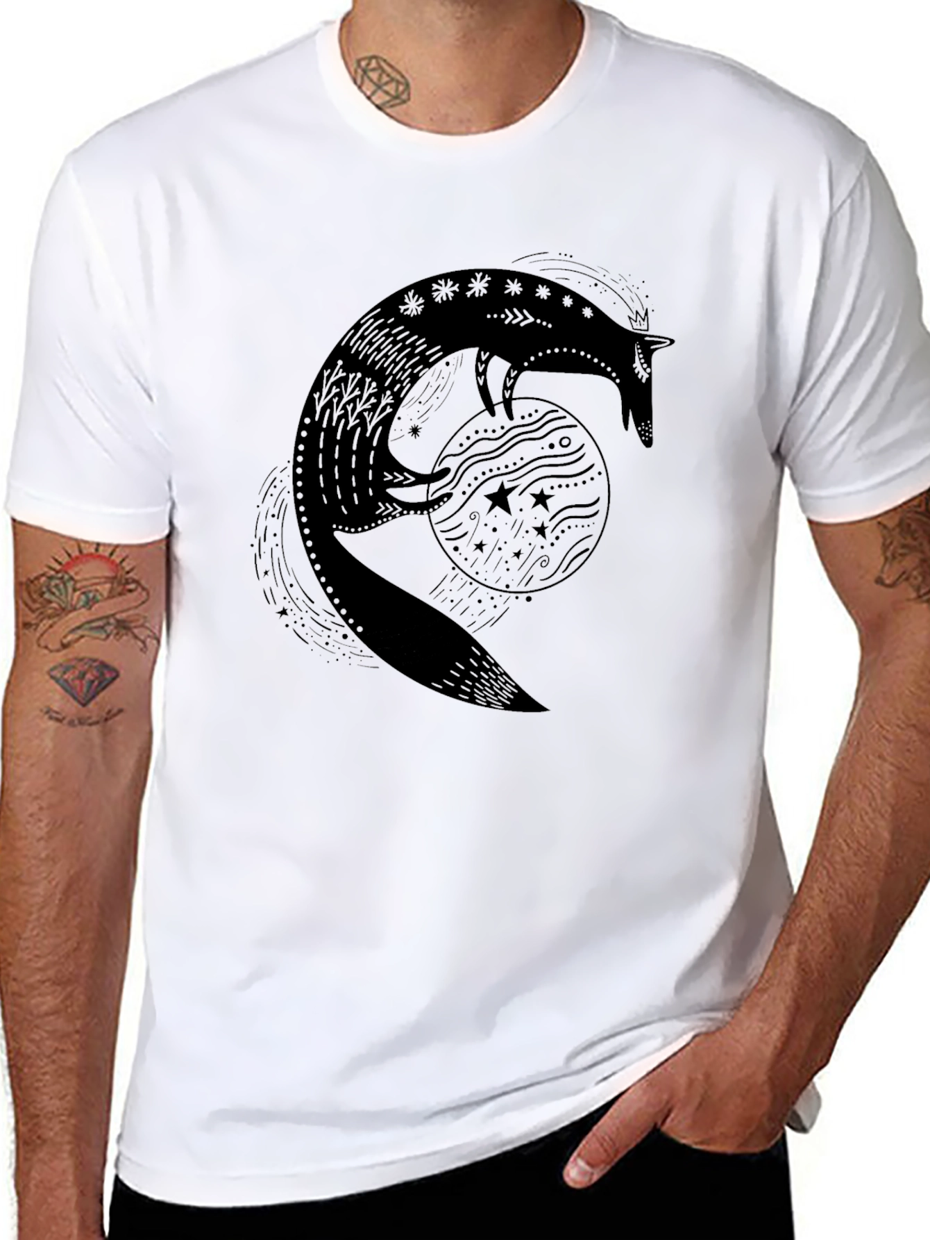 Black Fox & Moon Graphic Tee