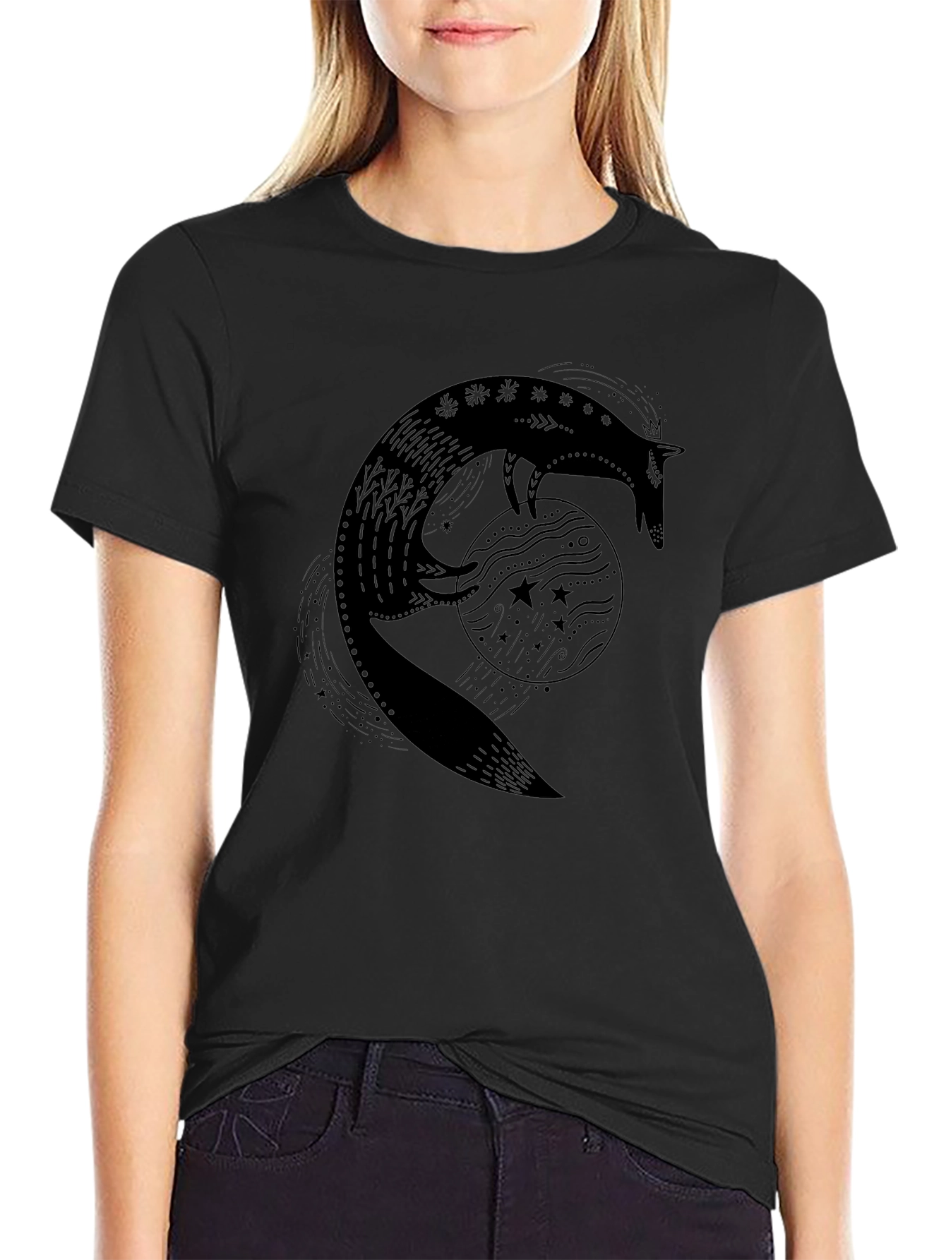 Black Fox & Moon Graphic Tee