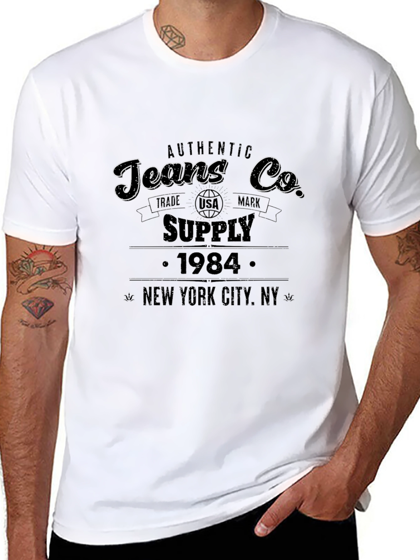 Authentic Jeans Co. Black Graphic T-Shirt