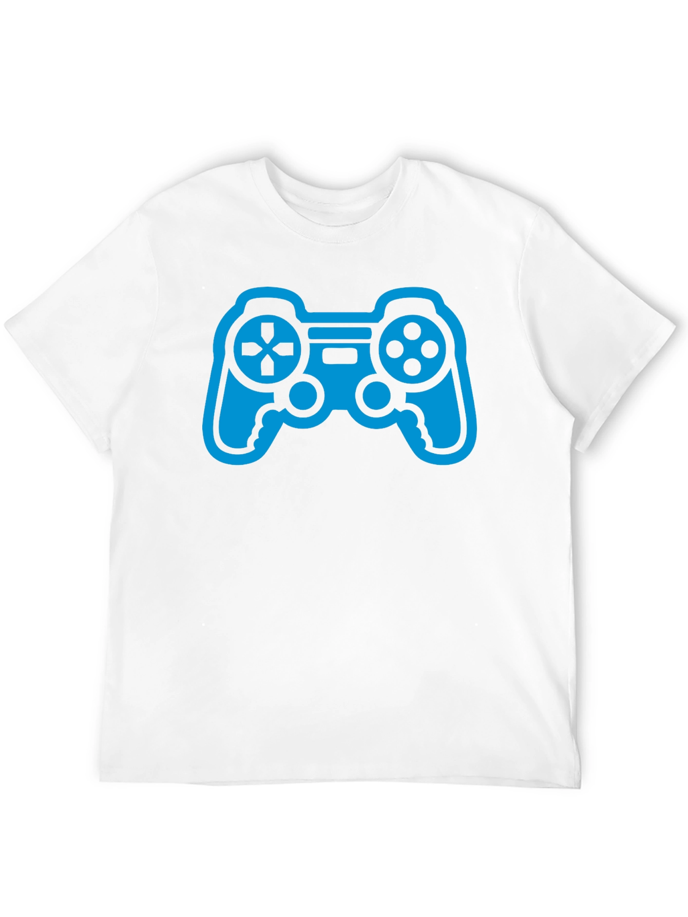 Gamer Style Black T-Shirt with Blue Controller Graphic