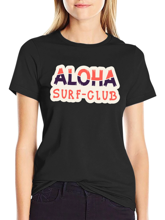 Aloha Surf Club Graphic Tee - Black Cotton T-Shirt