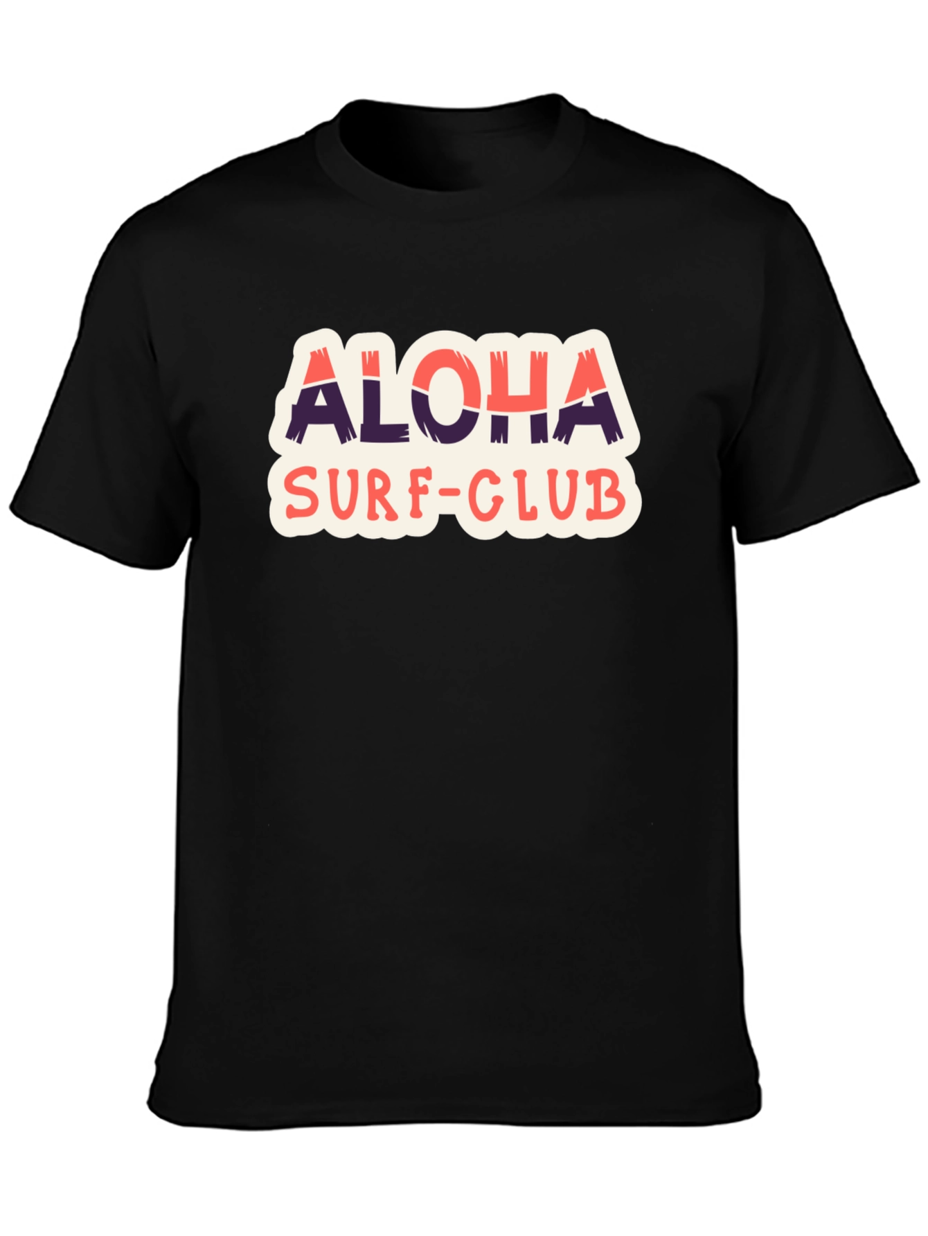 Aloha Surf Club Graphic Tee - Black Cotton T-Shirt