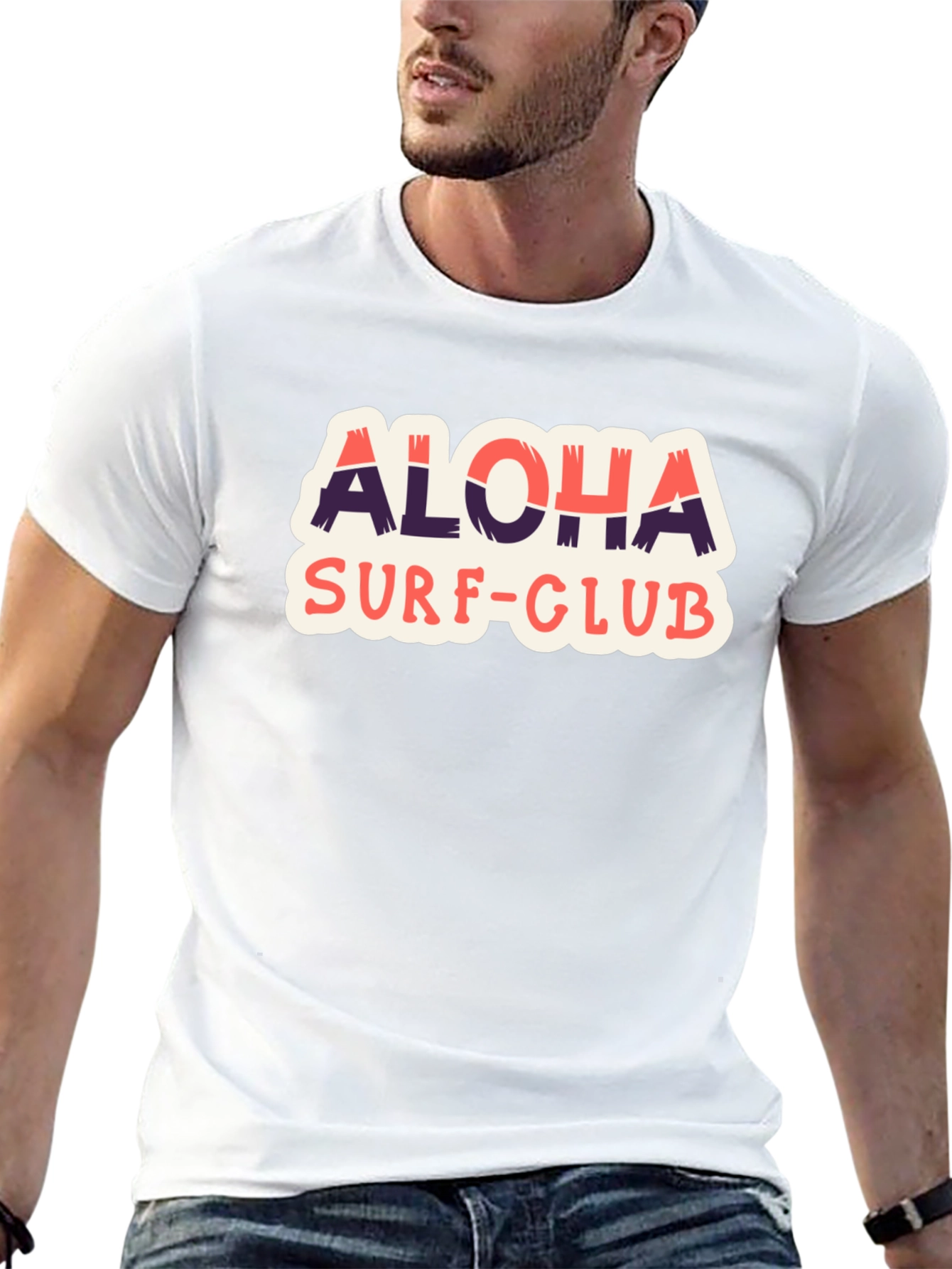 Aloha Surf Club Graphic Tee - Black Cotton T-Shirt