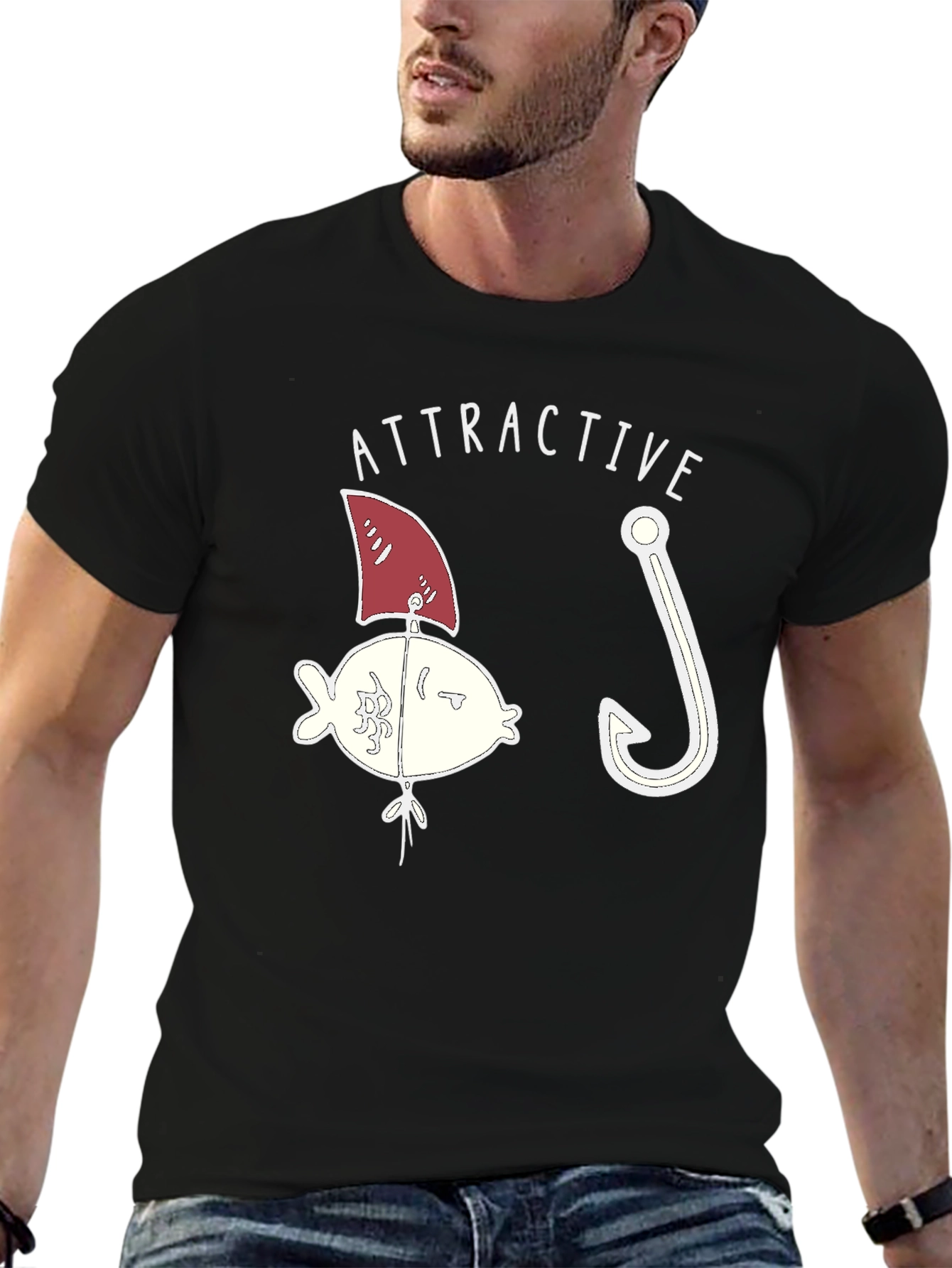 Attractive Fish T-Shirt Funny Fishing Bait Tee