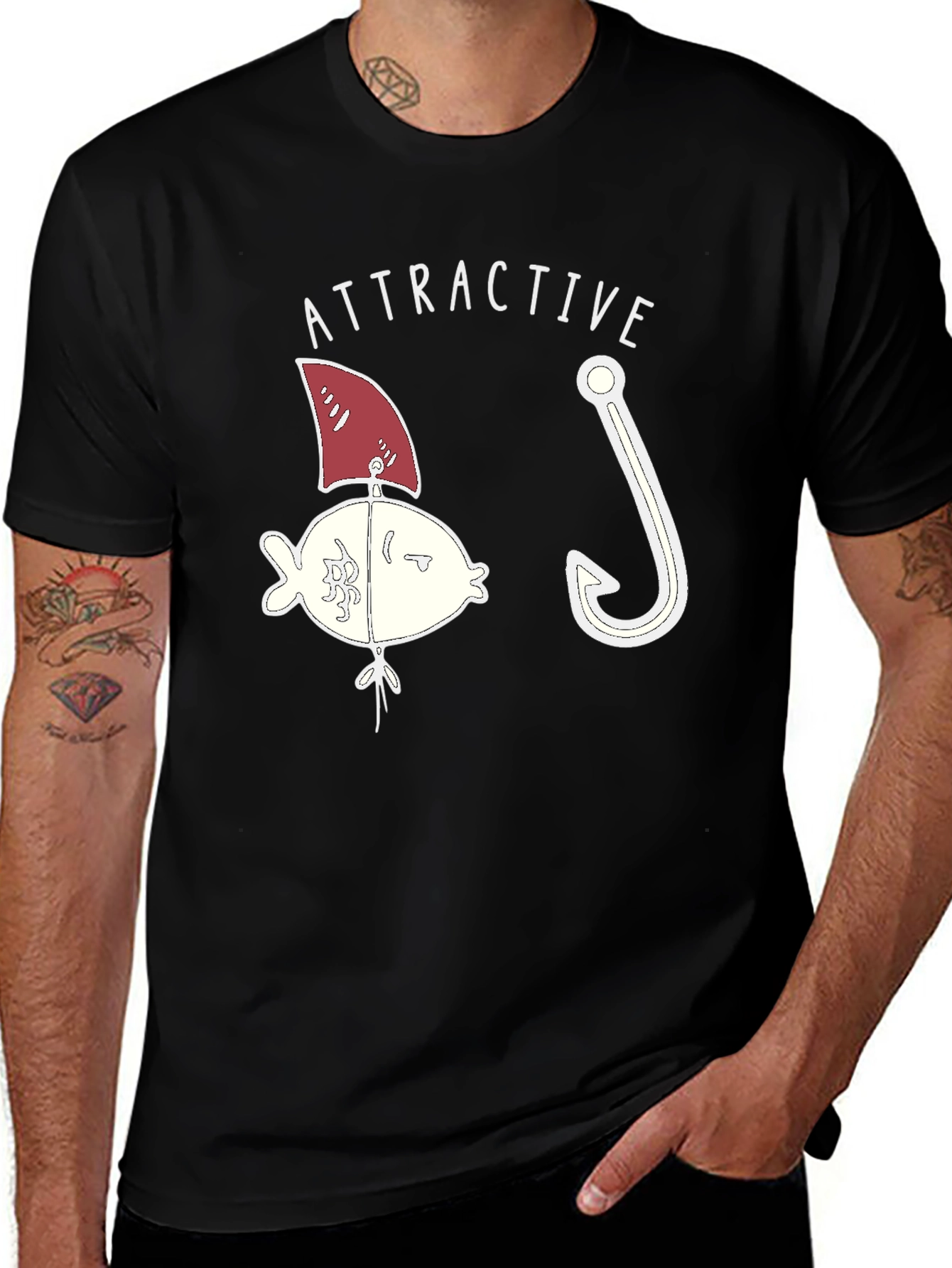 Attractive Fish T-Shirt Funny Fishing Bait Tee