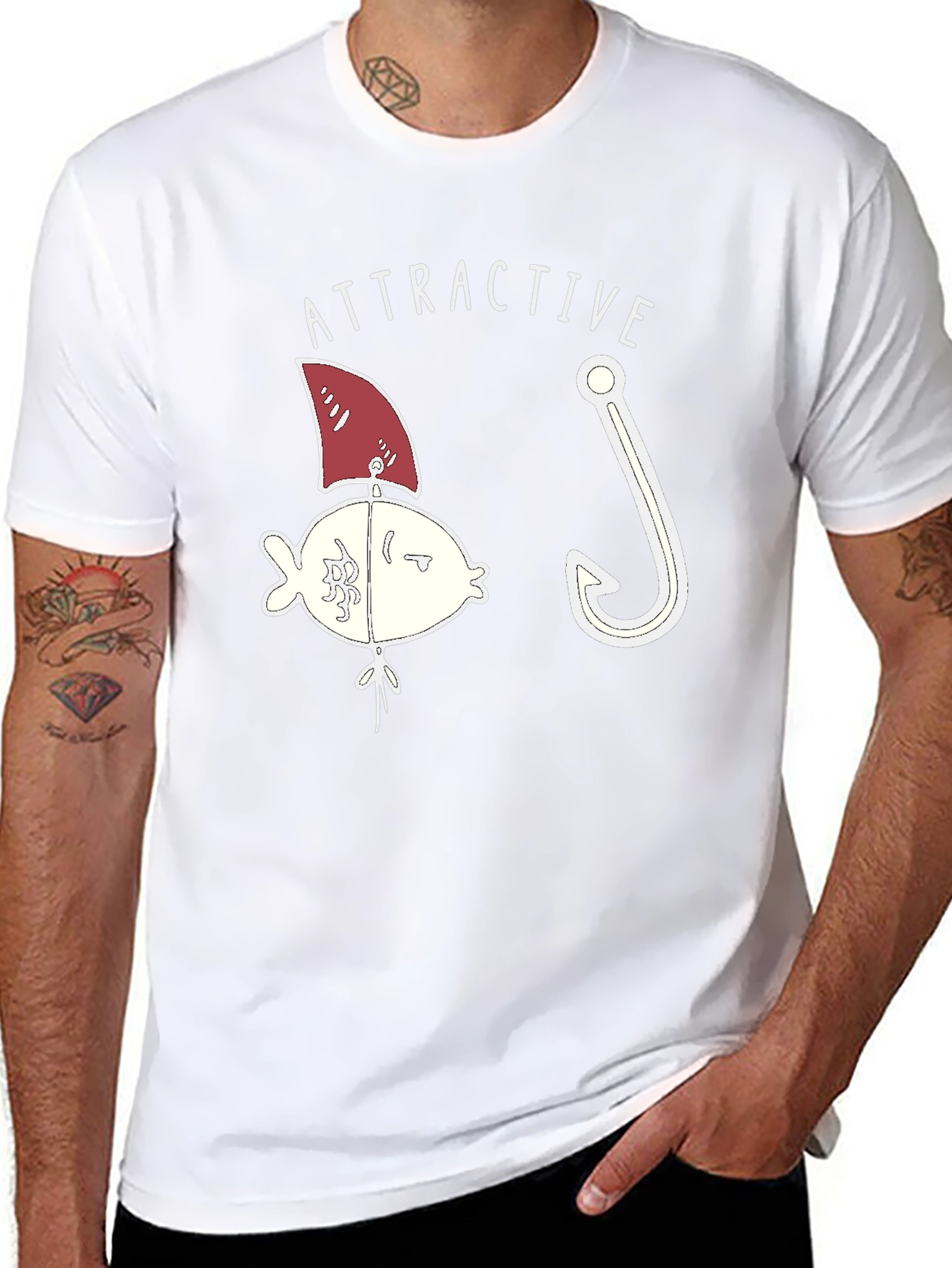 Attractive Fish T-Shirt Funny Fishing Bait Tee