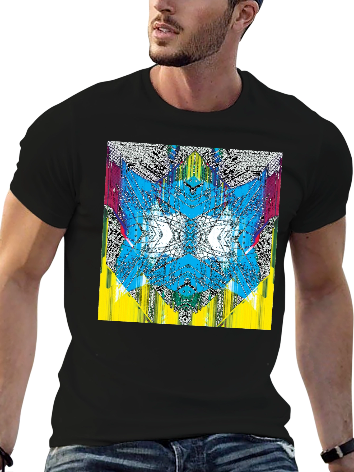 Abstract Kaleidoscope Graphic Black T-Shirt