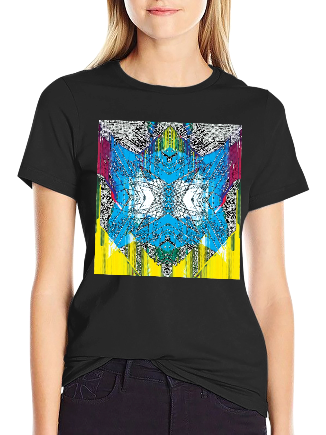 Abstract Kaleidoscope Graphic Black T-Shirt