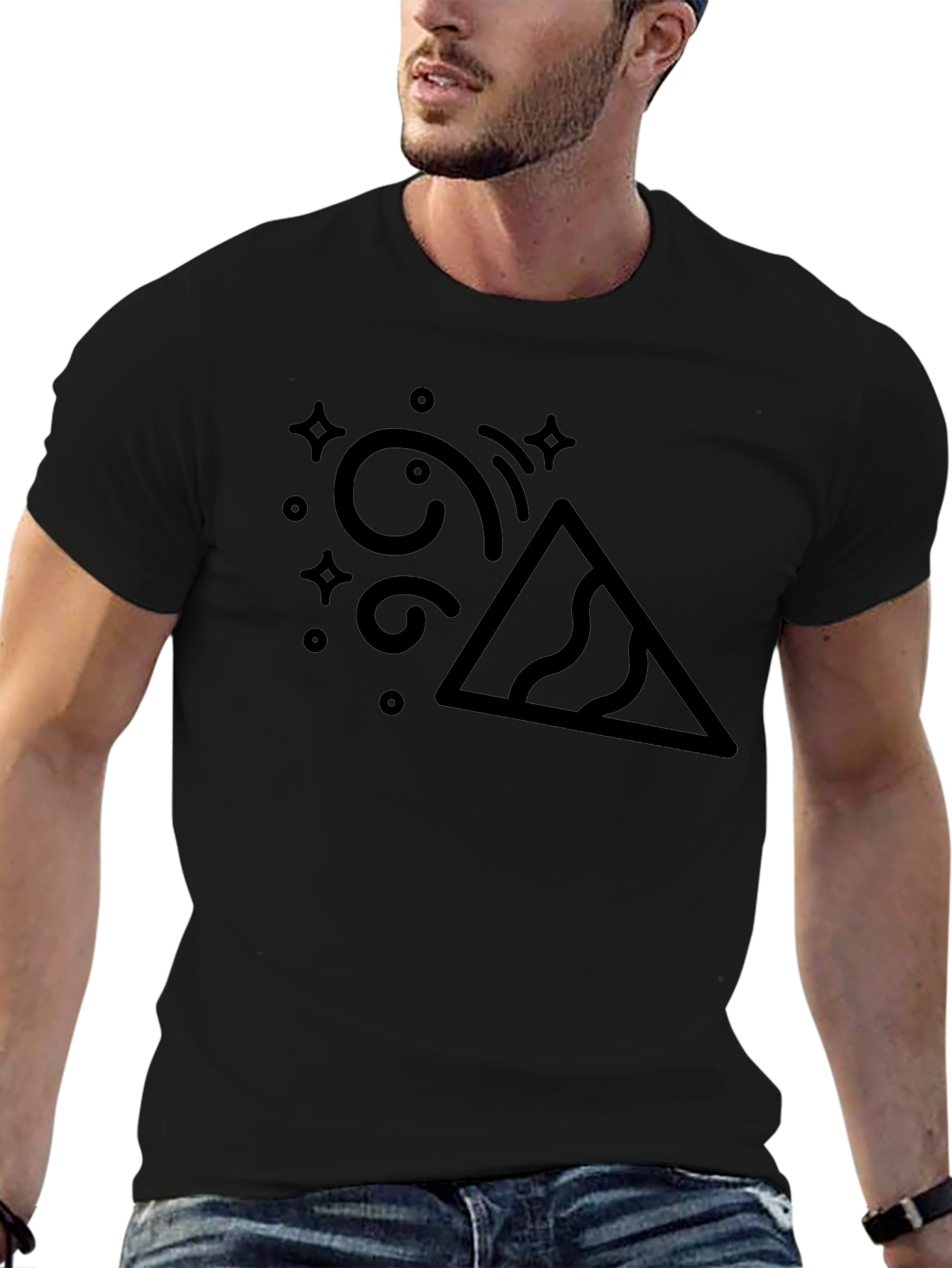Abstract Pyramid Graphic Black T-Shirt