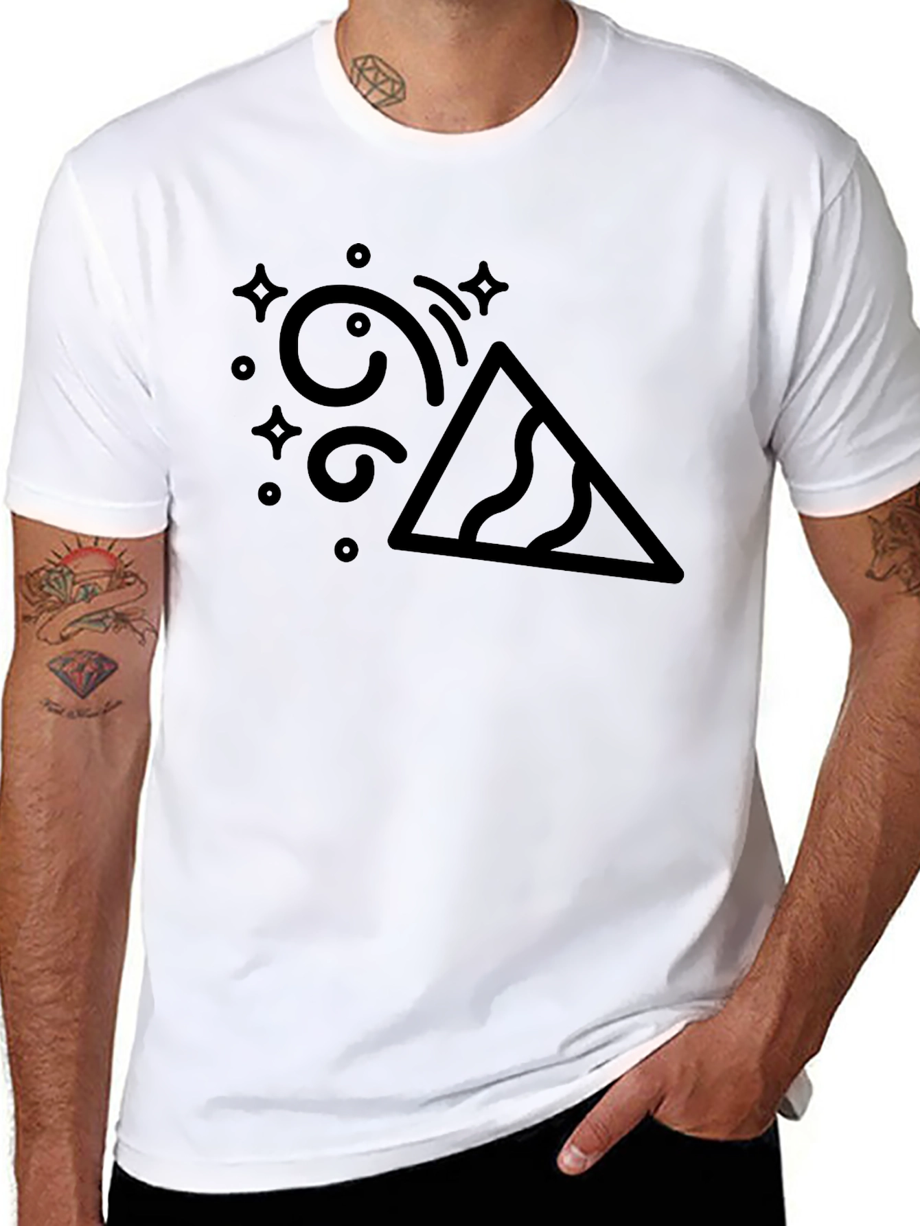 Abstract Pyramid Graphic Black T-Shirt