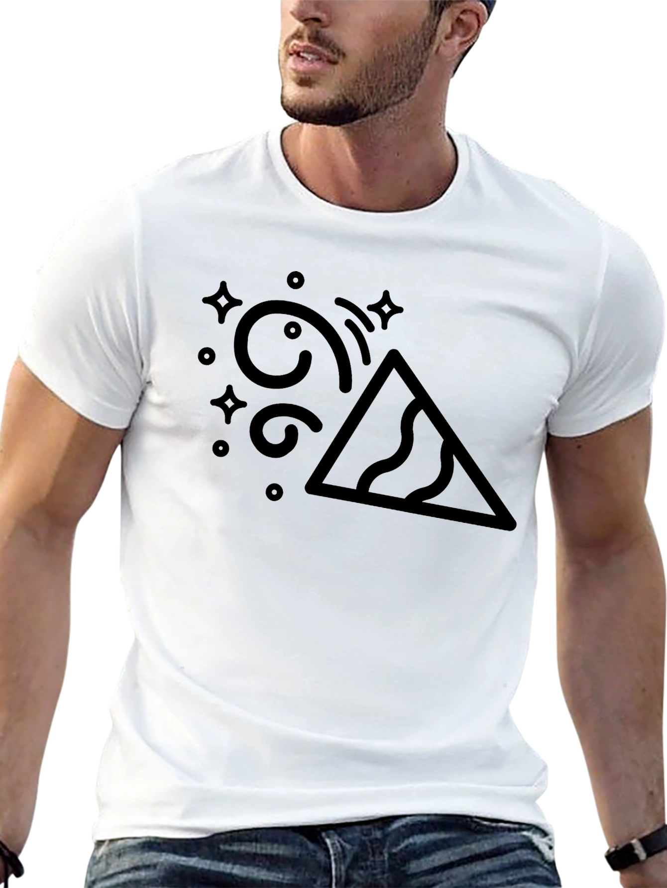 Abstract Pyramid Graphic Black T-Shirt