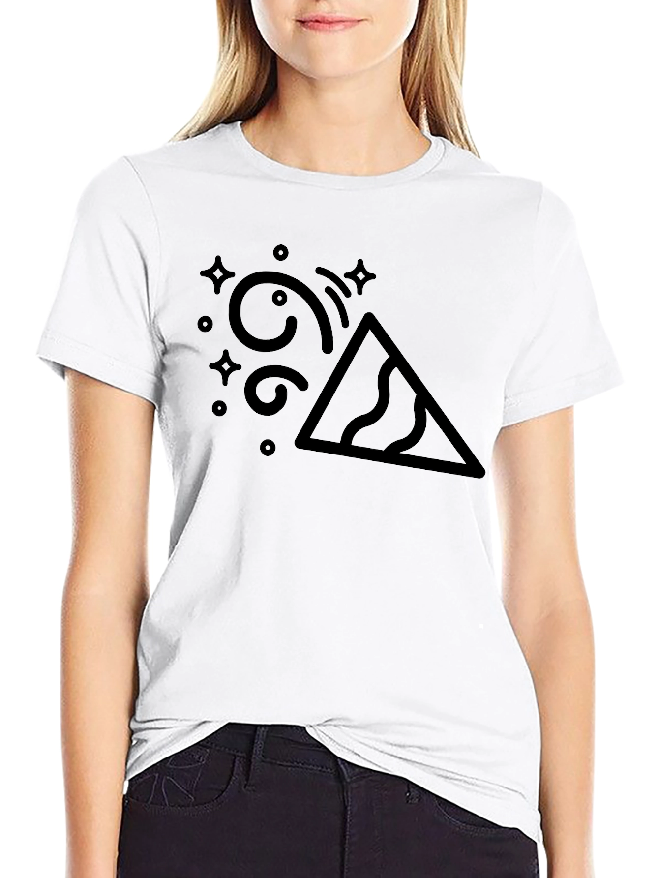 Abstract Pyramid Graphic Black T-Shirt