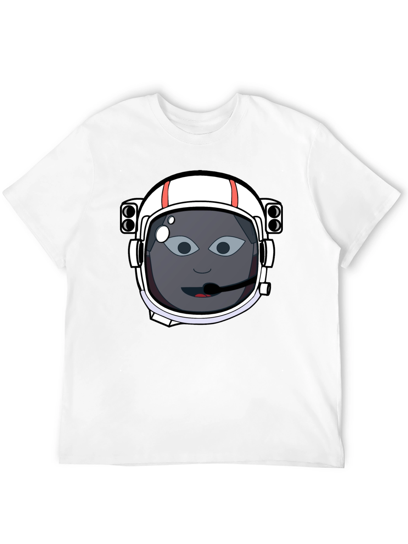 Astronaut Cartoon Graphic Tee - Black Cotton T-Shirt