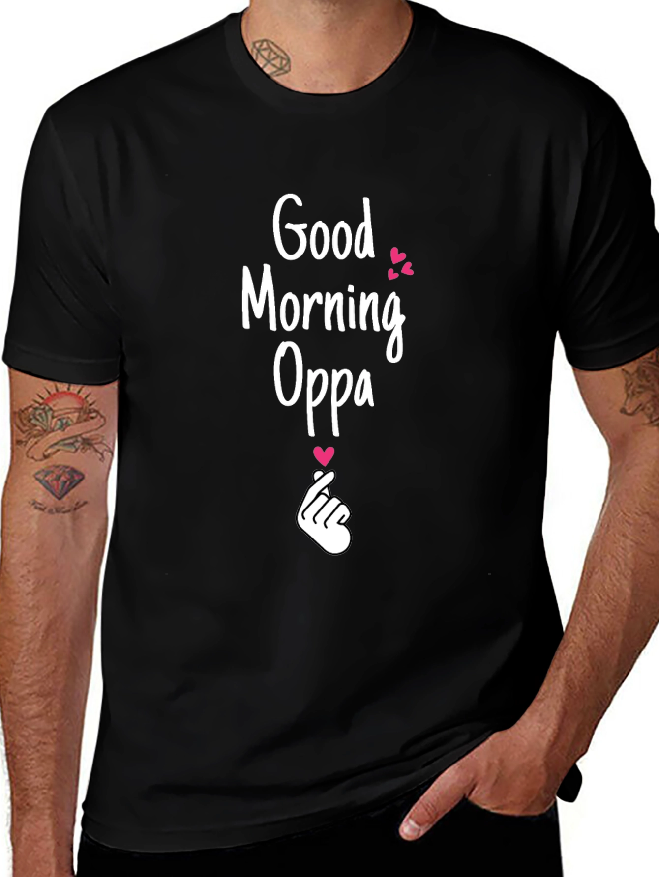 Good Morning Oppa Graphic Tee - Black