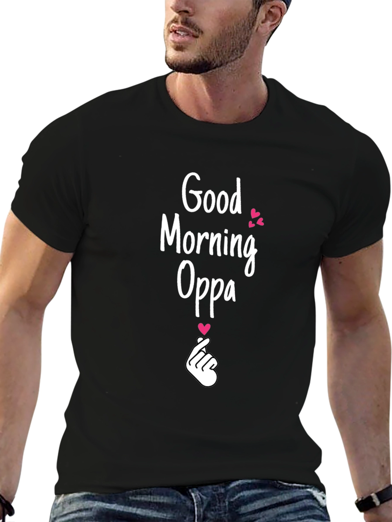Good Morning Oppa Graphic Tee - Black