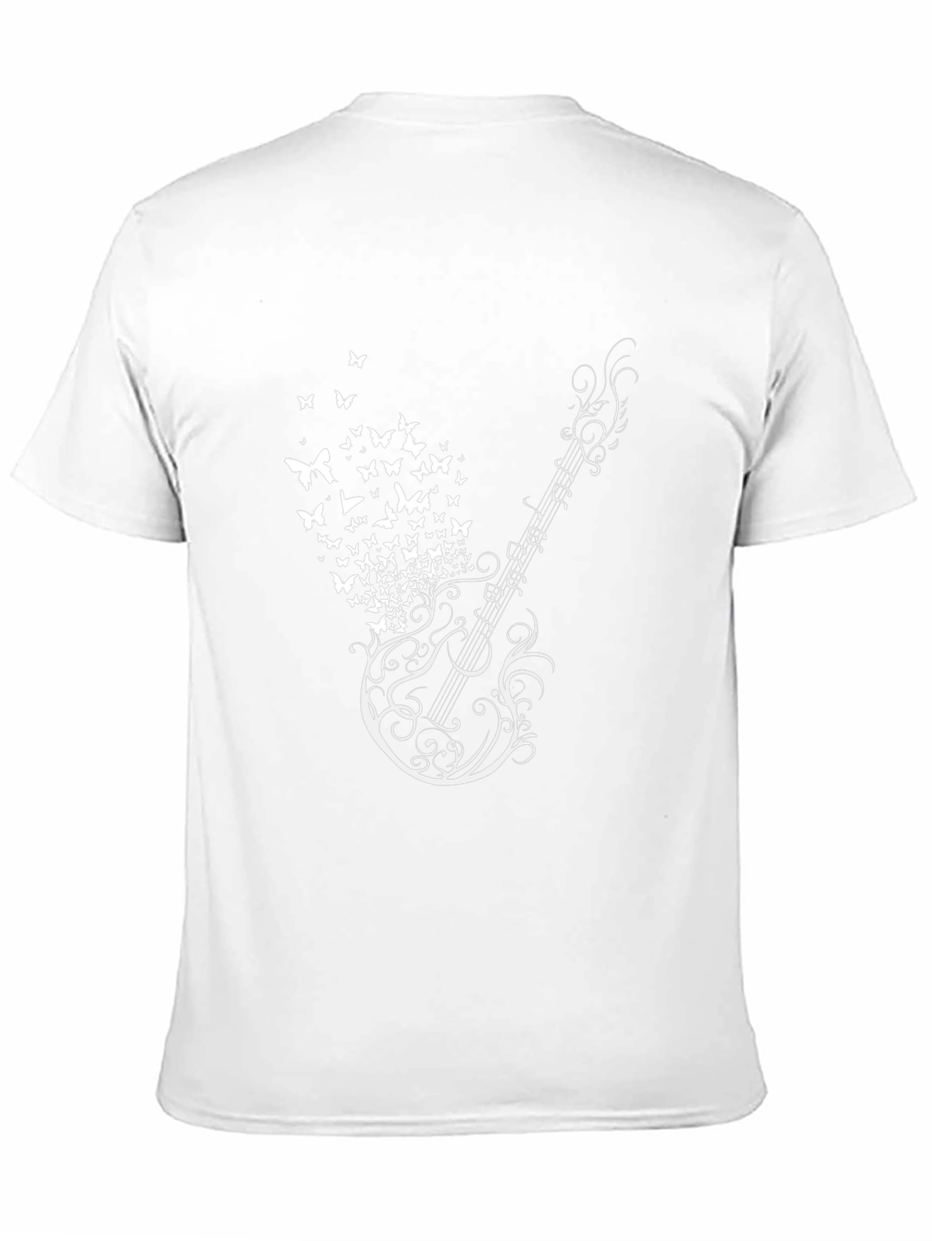 Guitar Butterfly Graphic Print Mens T-Shirt