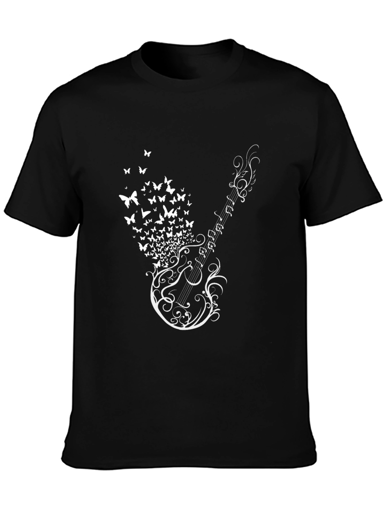 Guitar Butterfly Graphic Print Mens T-Shirt