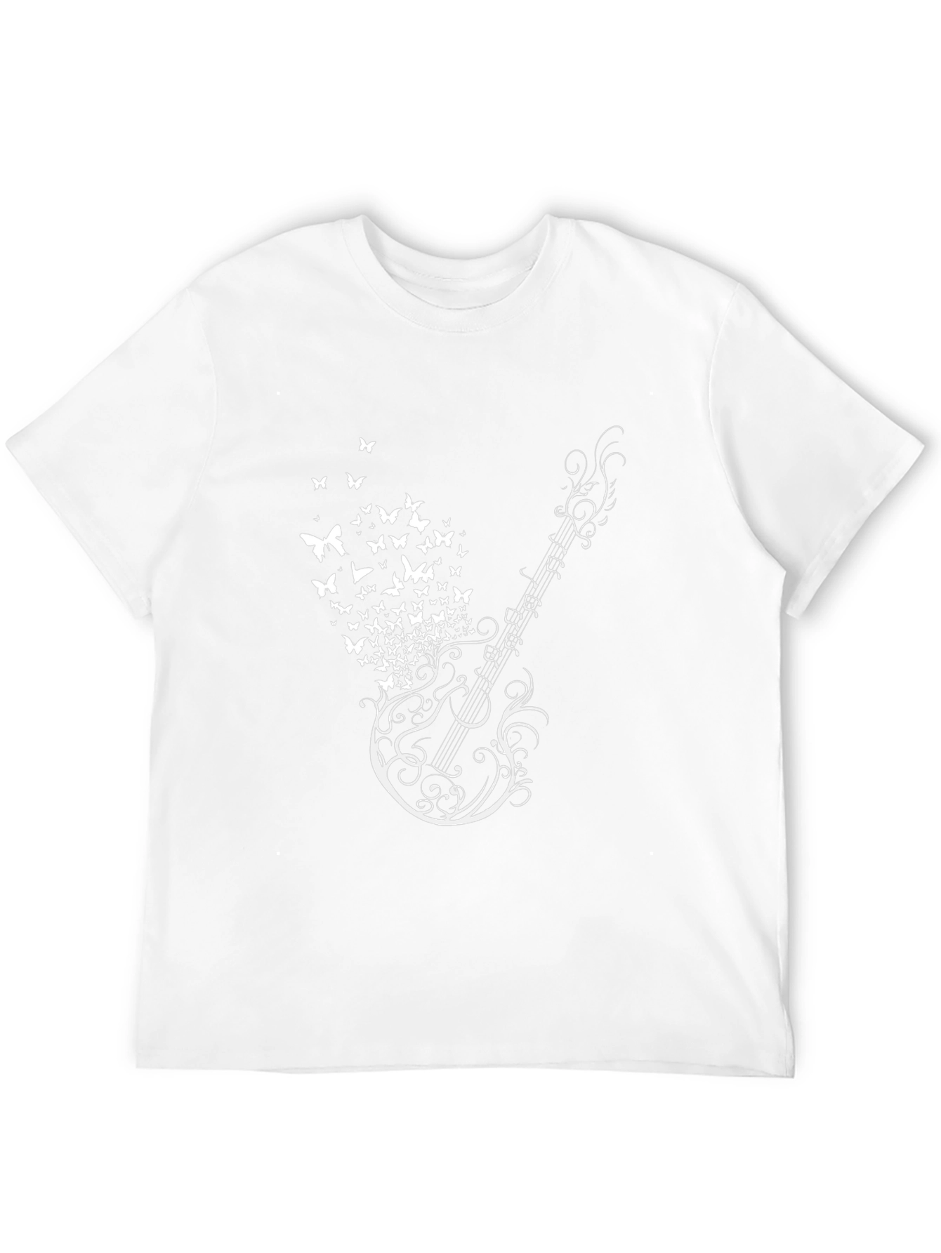 Guitar Butterfly Graphic Print Mens T-Shirt