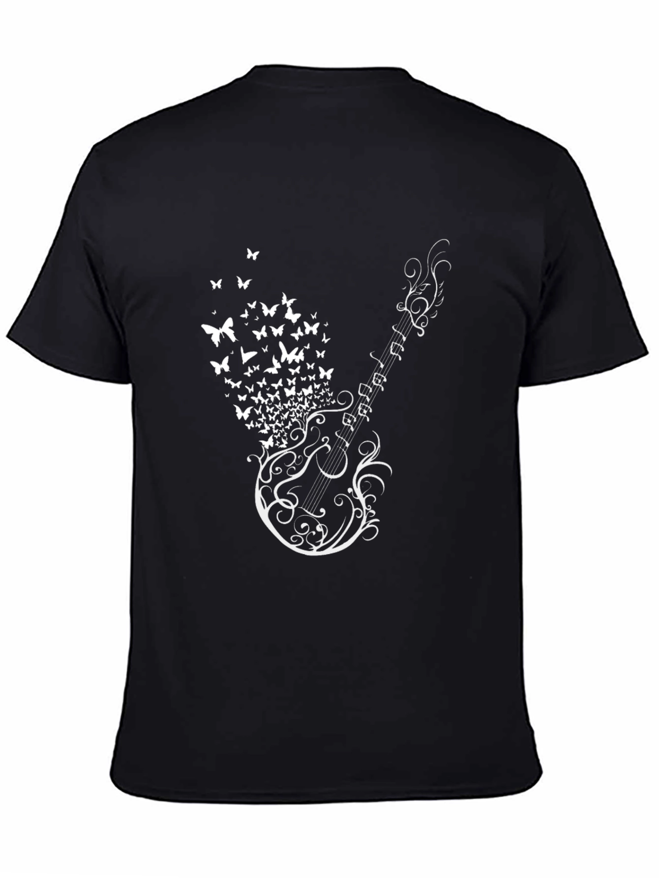 Guitar Butterfly Graphic Print Mens T-Shirt