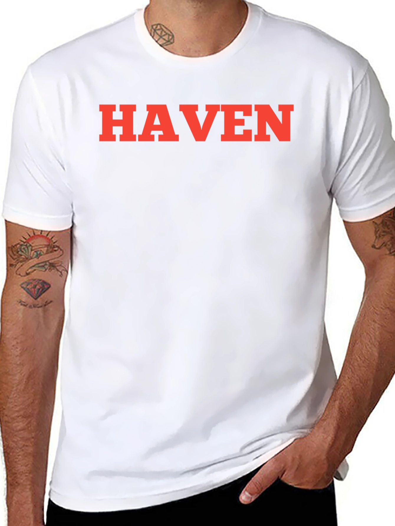 HAVEN Graphic Tee - Bold Red Letters on Black