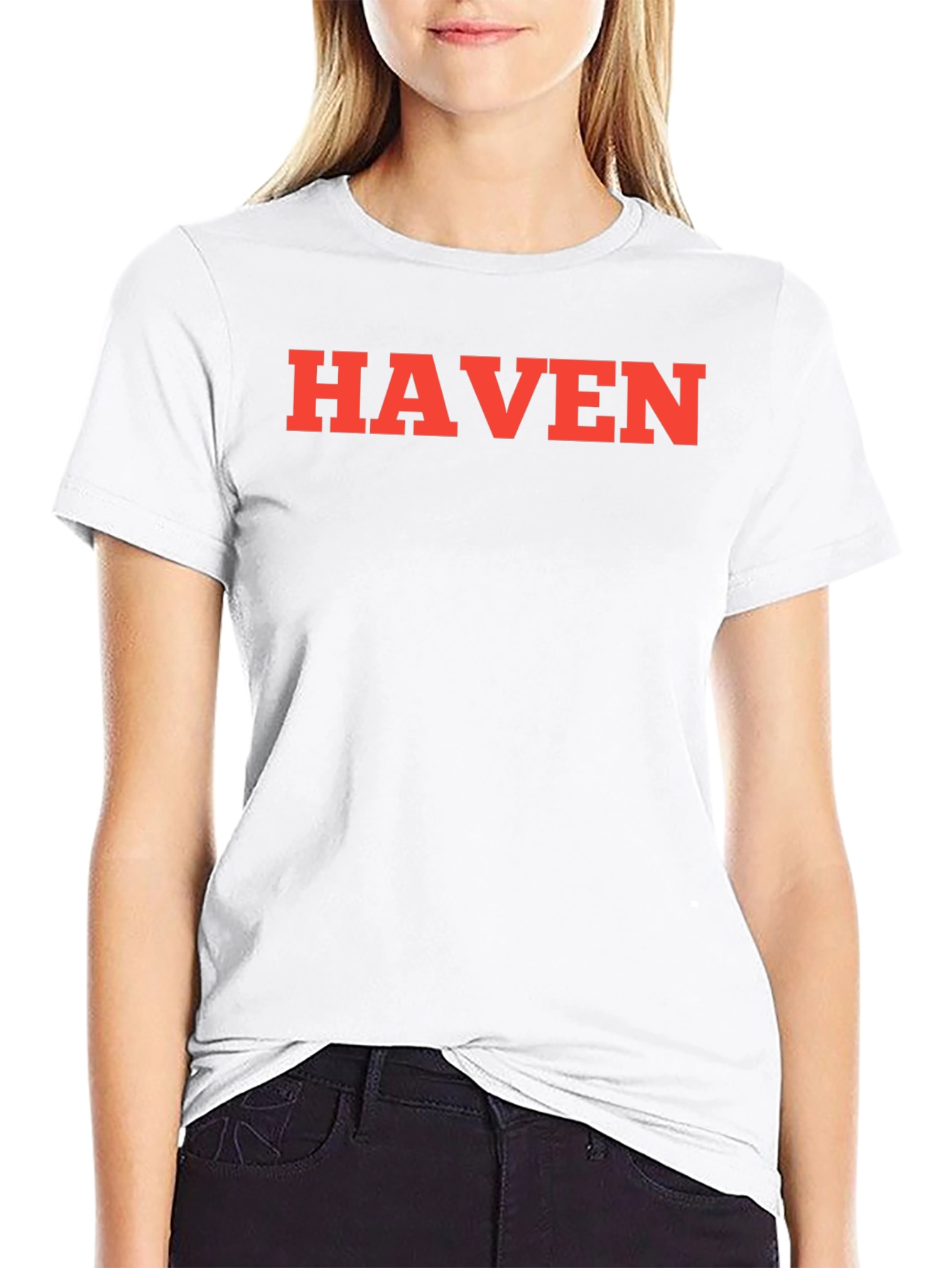 HAVEN Graphic Tee - Bold Red Letters on Black
