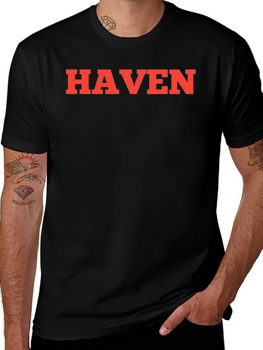 HAVEN Graphic Tee - Bold Red Letters on Black