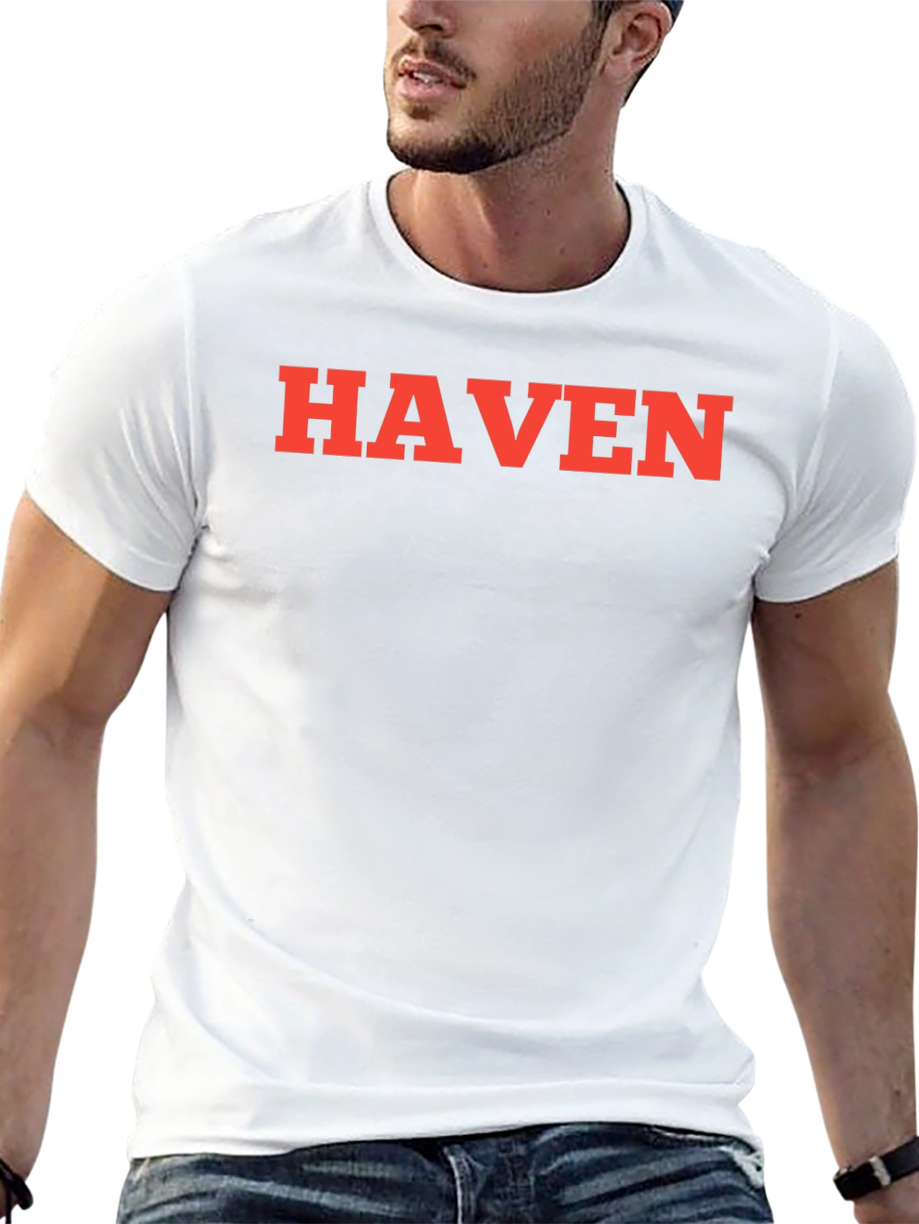 HAVEN Graphic Tee - Bold Red Letters on Black