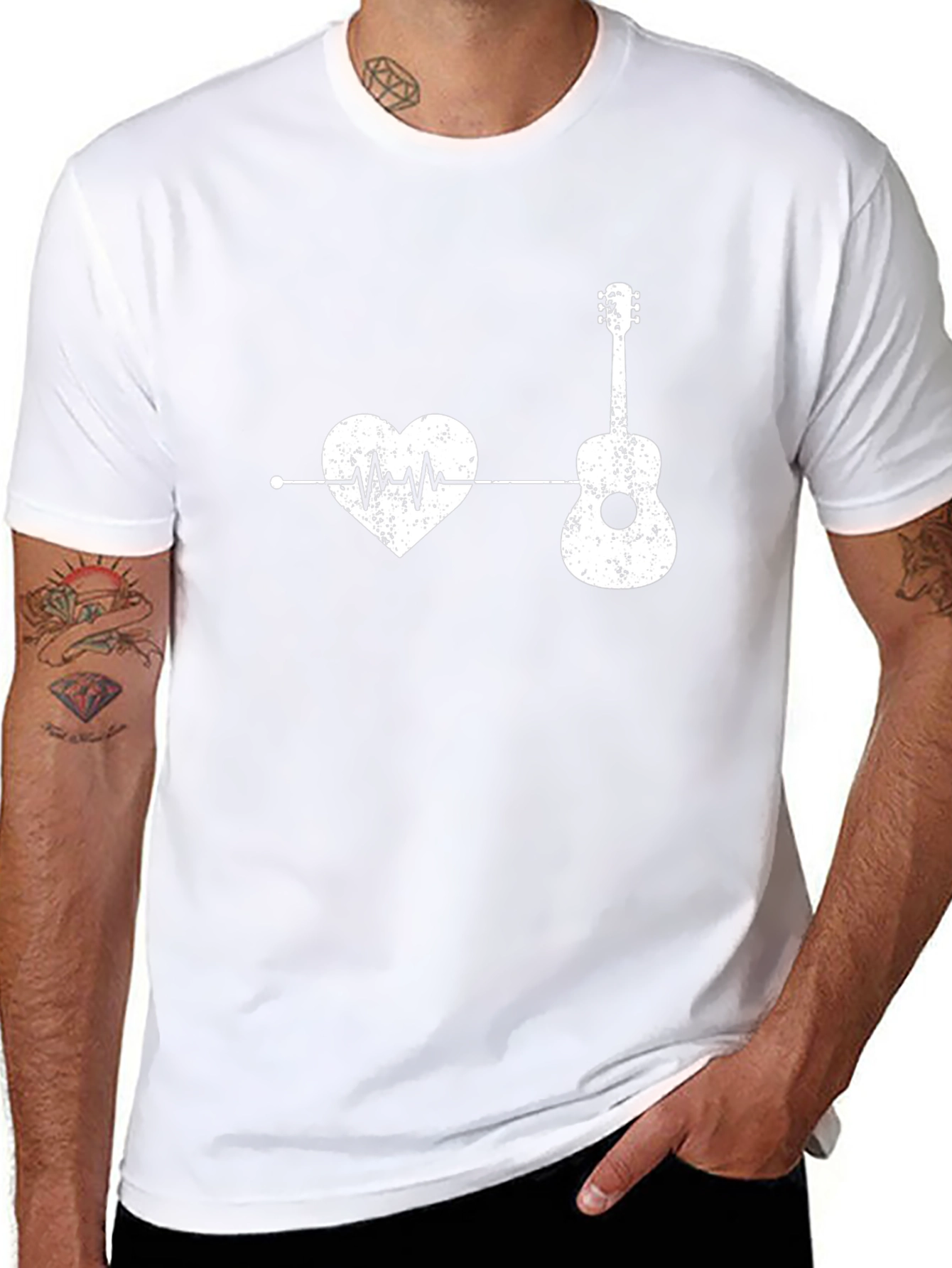 Heartbeat Guitar Music T-Shirt - Black