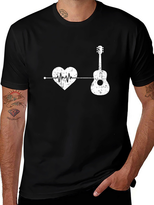 Heartbeat Guitar Music T-Shirt - Black