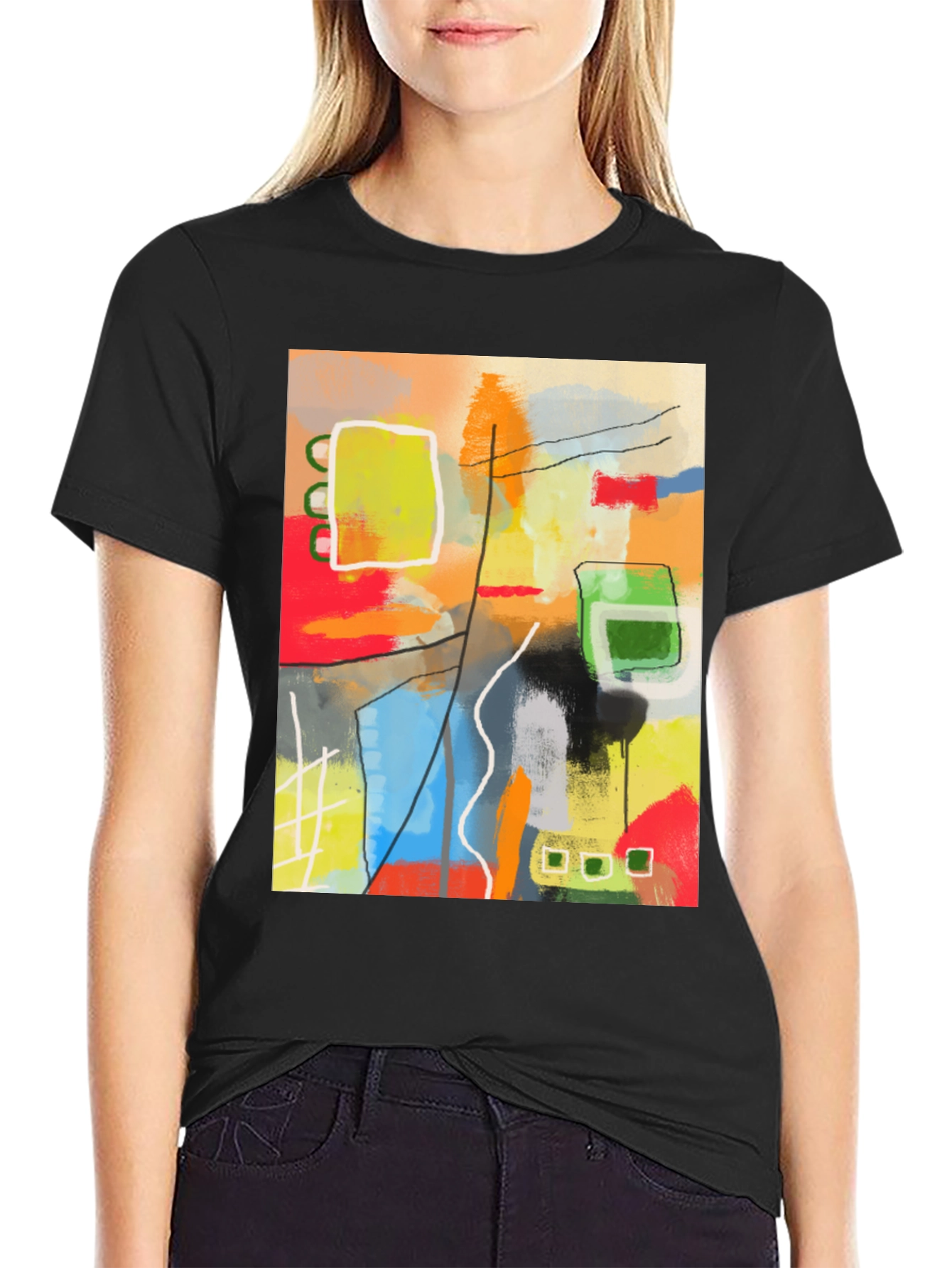 Abstract Art Graphic Tee - Unique Design Soft Cotton