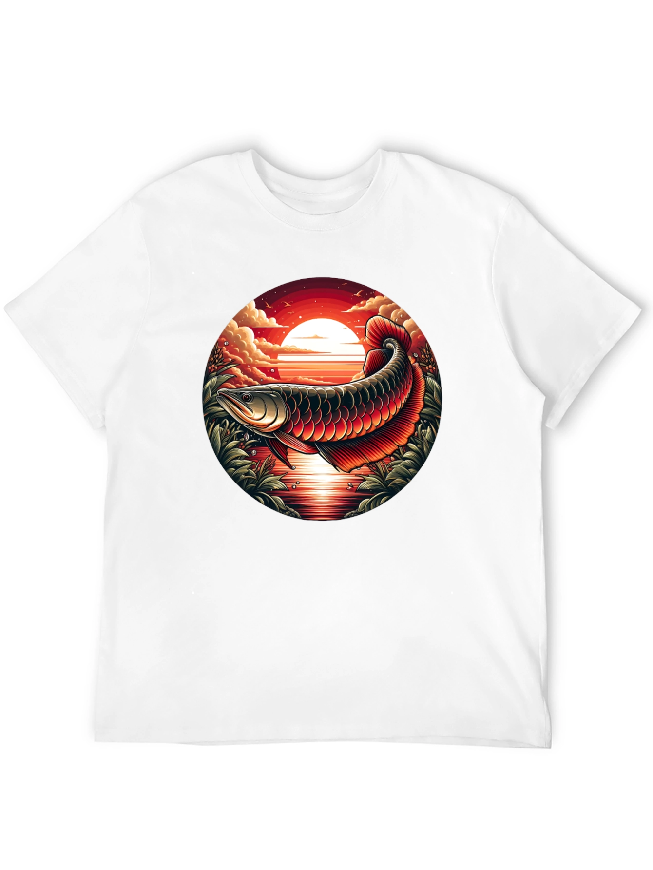 Arowana Fish Sunset Graphic T-Shirt