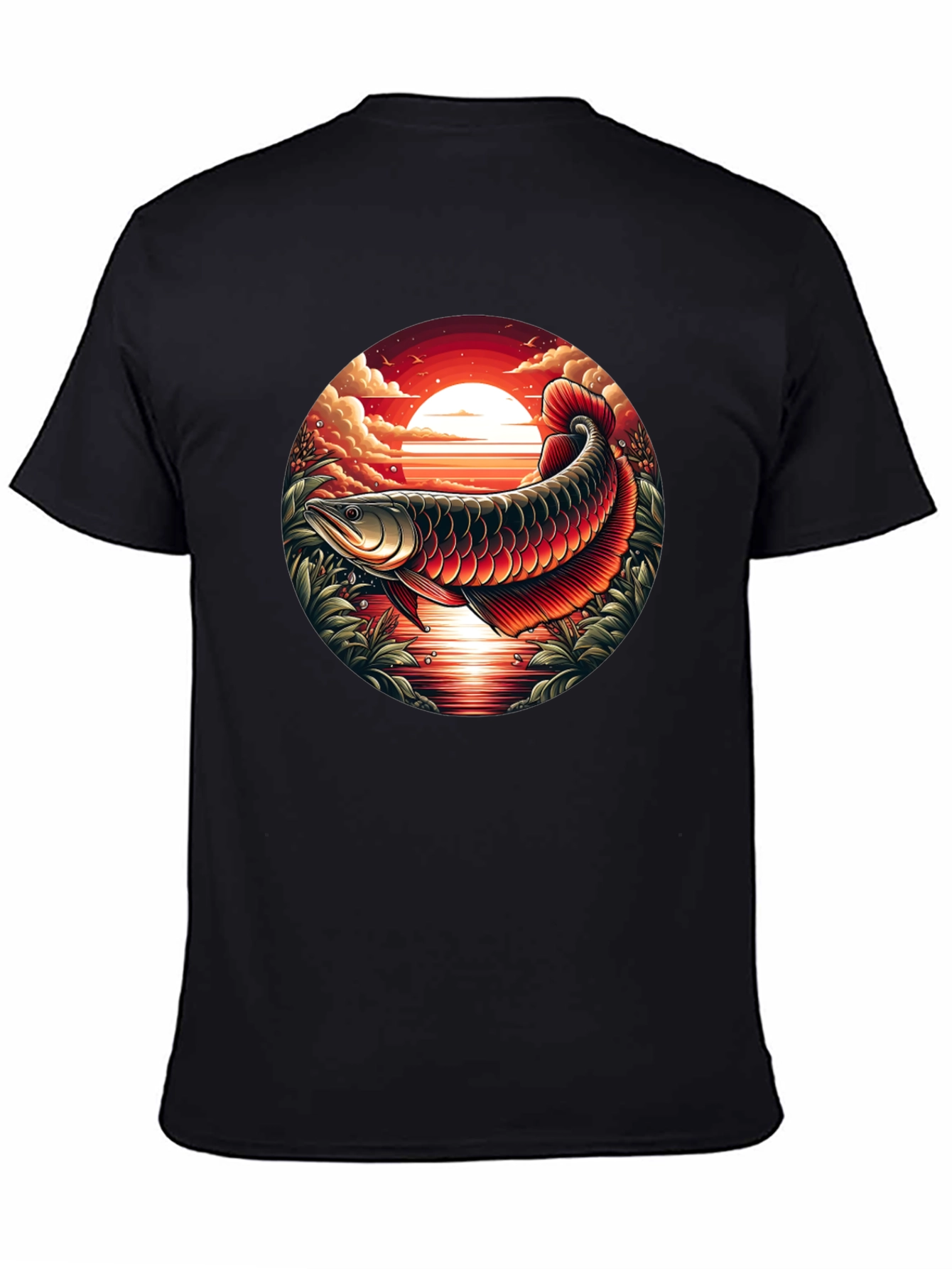 Arowana Fish Sunset Graphic T-Shirt
