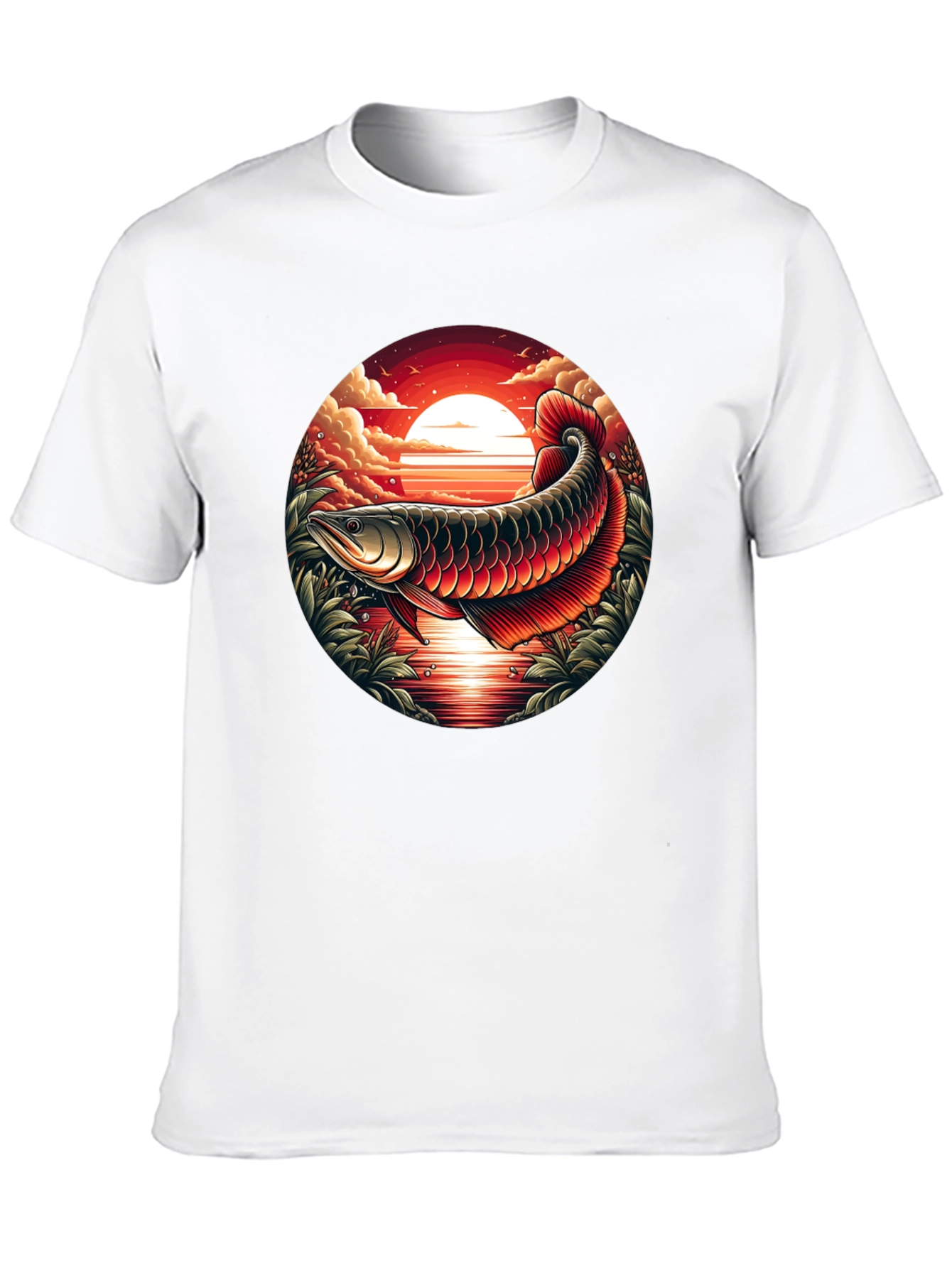 Arowana Fish Sunset Graphic T-Shirt