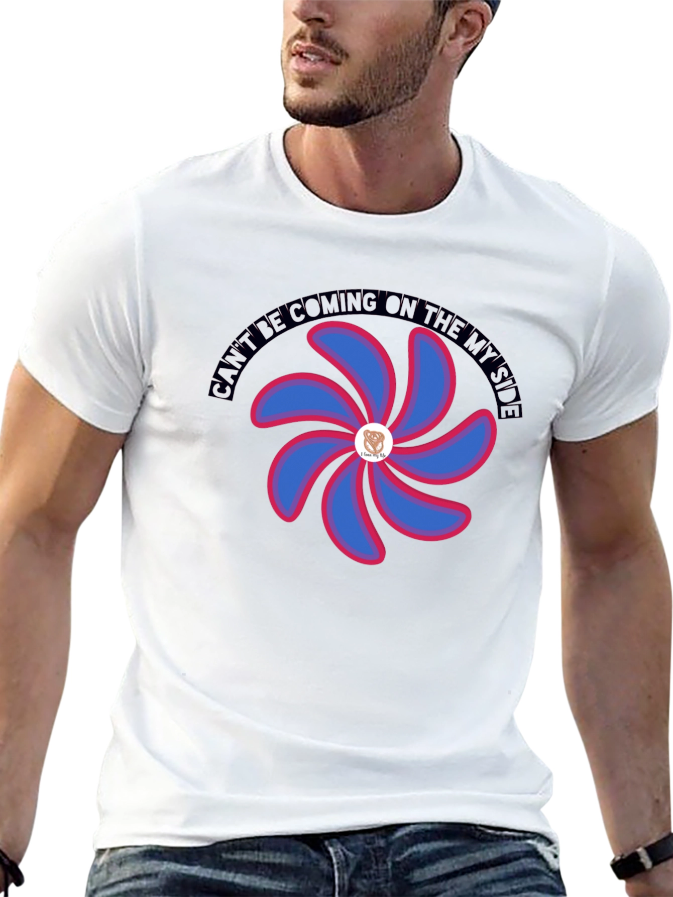Graphic T-Shirt with Floral Pinwheel Design