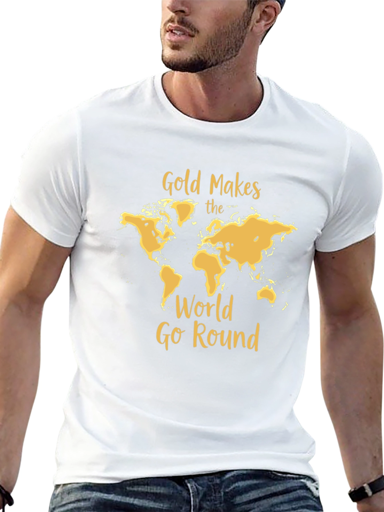 Gold Makes The World Go Round Black T-Shirt