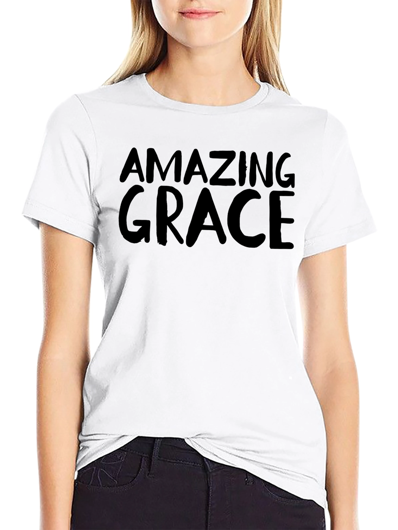 Amazing Grace Black Cotton Graphic Tee