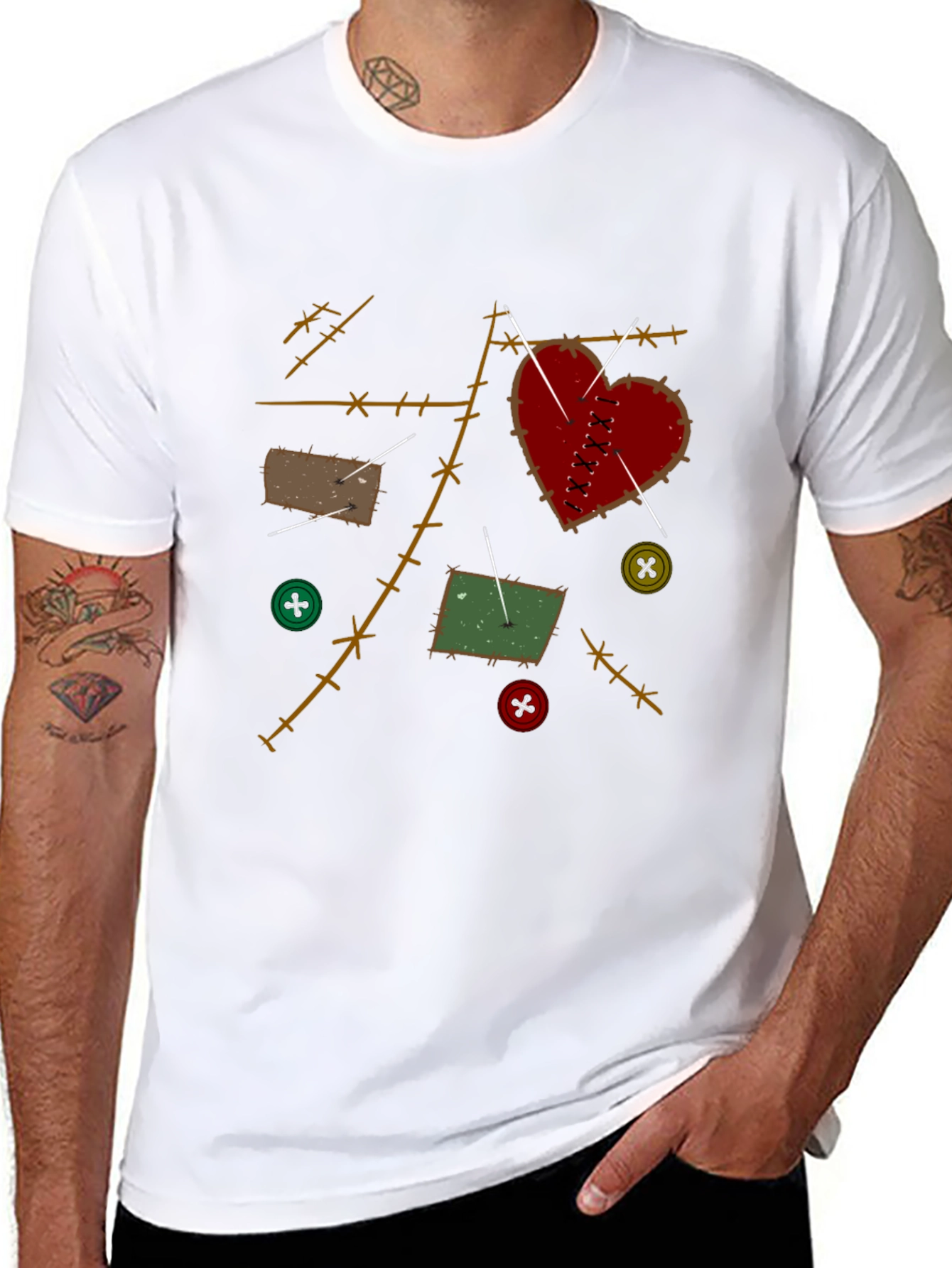 Heart Patchwork Stitched T-Shirt