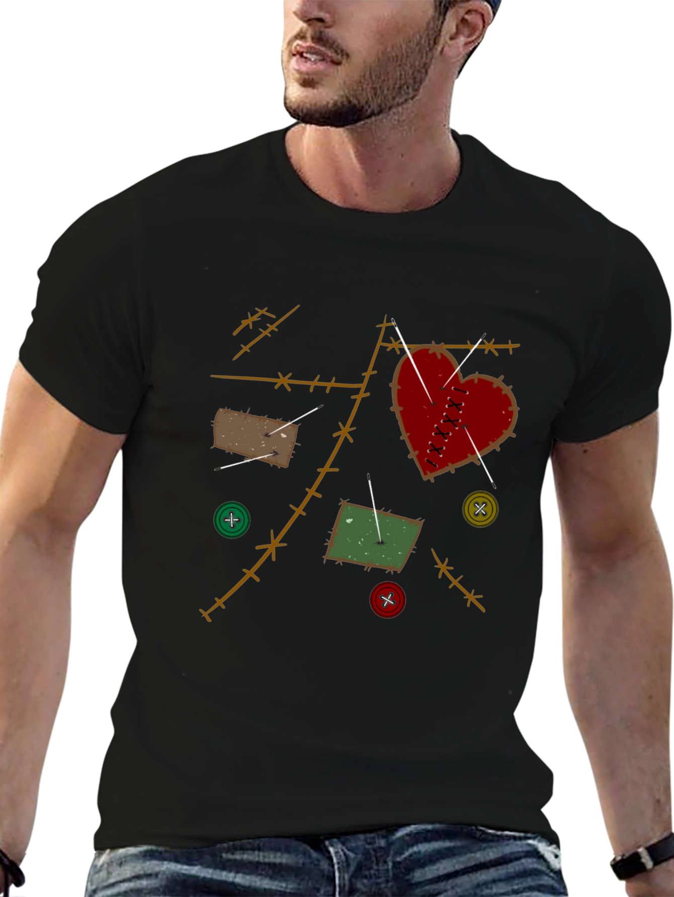 Heart Patchwork Stitched T-Shirt