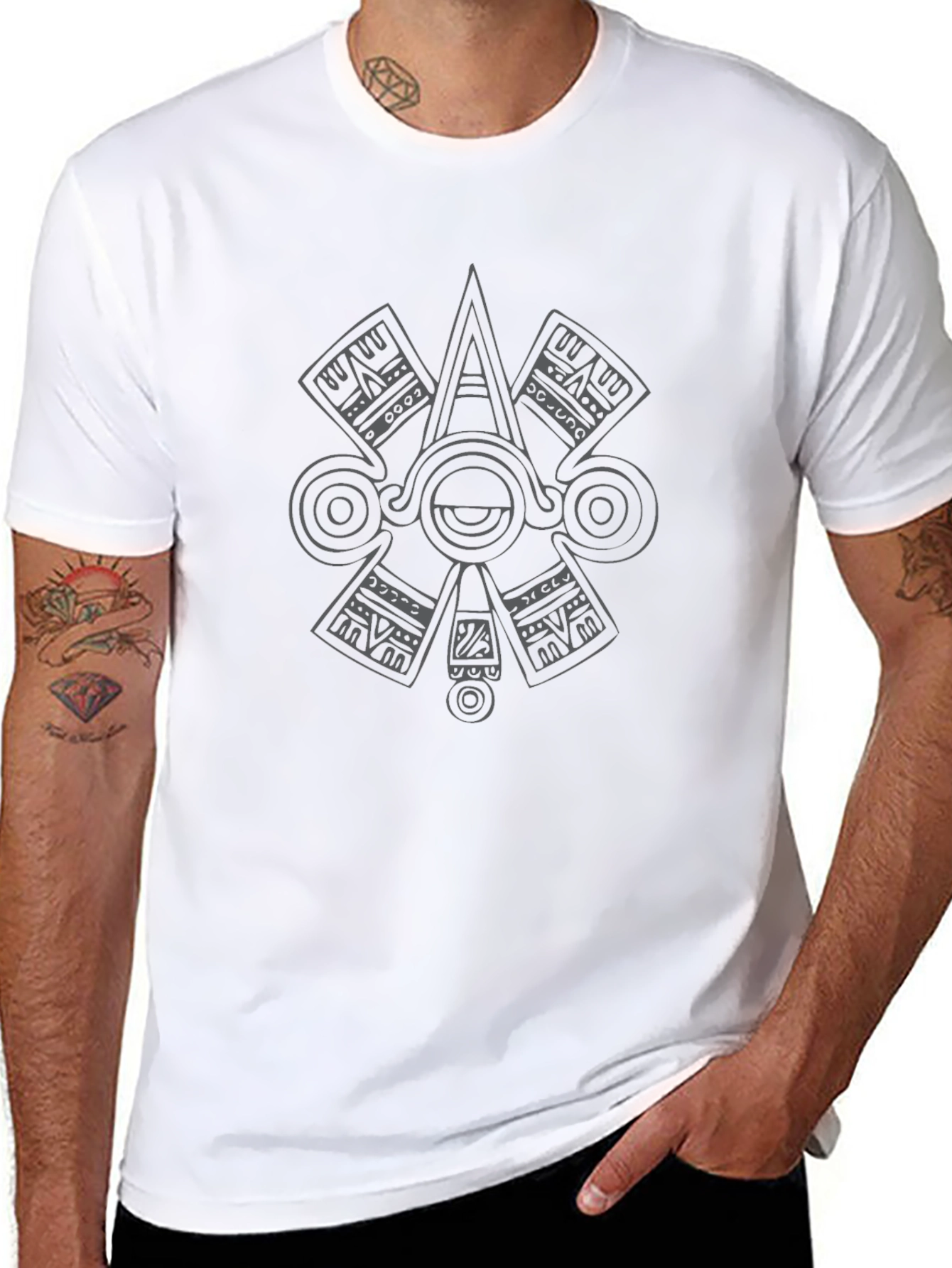 Aztec Eye Graphic T-Shirt - Black Cotton Tee