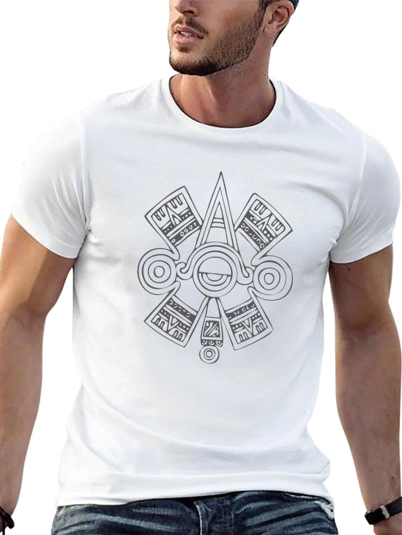 Aztec Eye Graphic T-Shirt - Black Cotton Tee