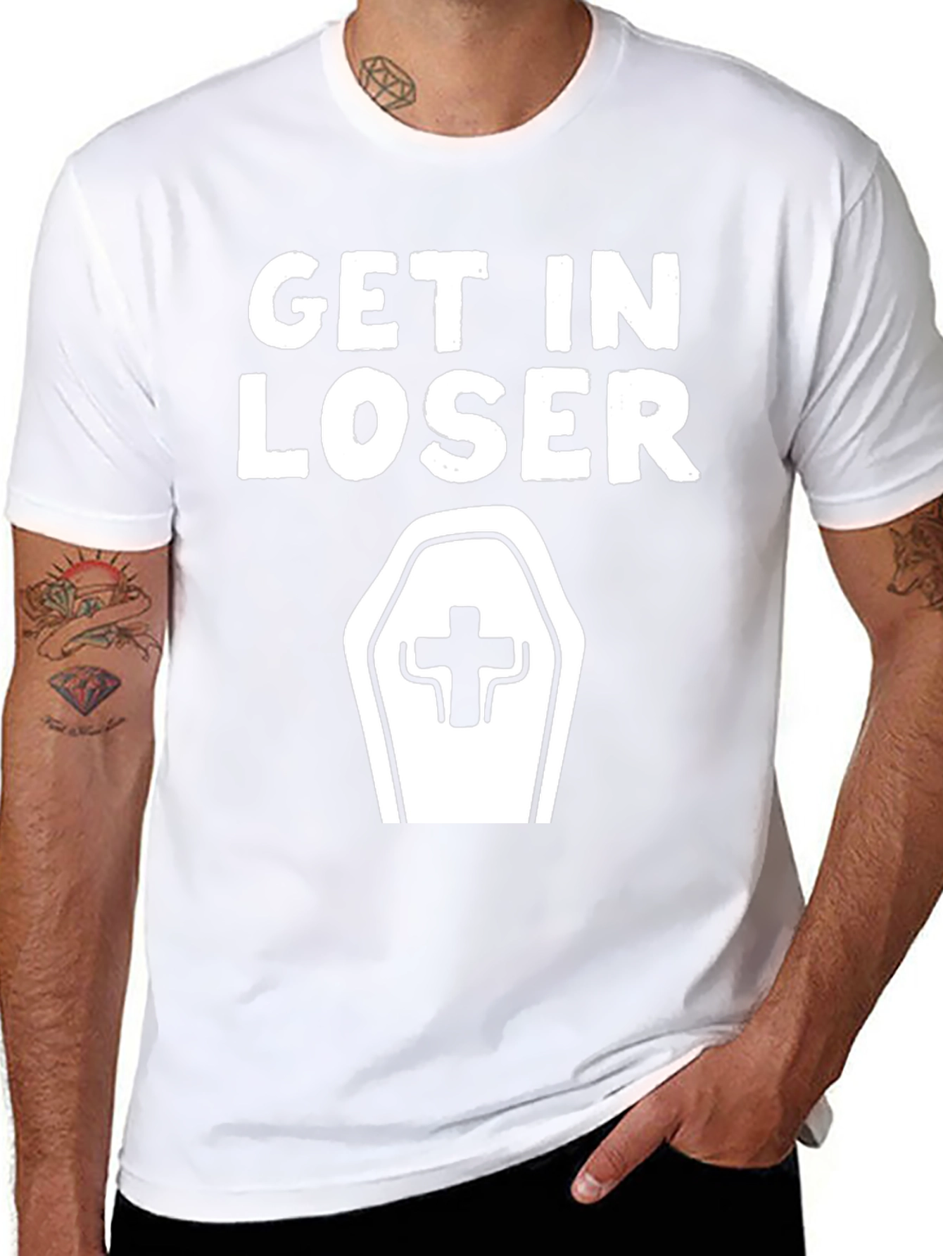 Get In Loser Coffin Graphic T-Shirt
