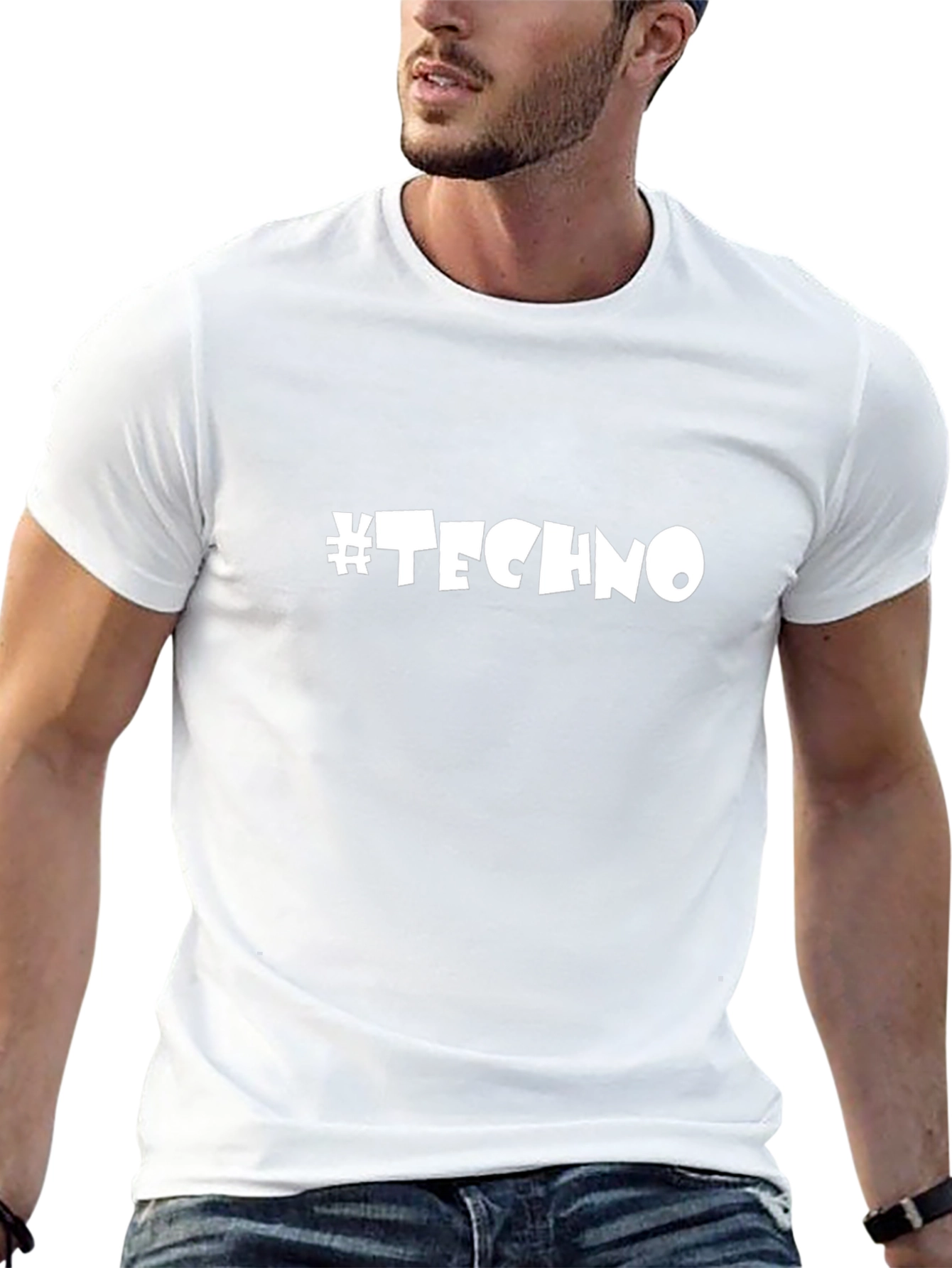 #Techno Black Cotton T-Shirt - Music Lover Fashion