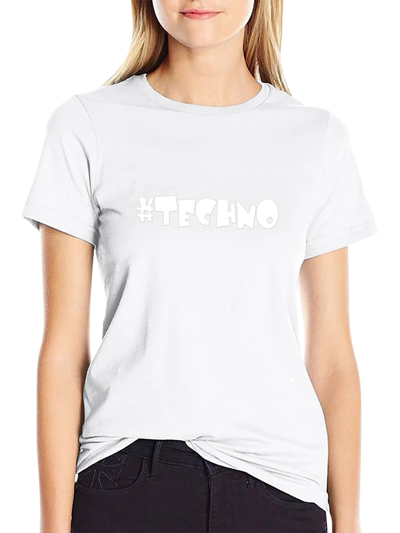#Techno Black Cotton T-Shirt - Music Lover Fashion